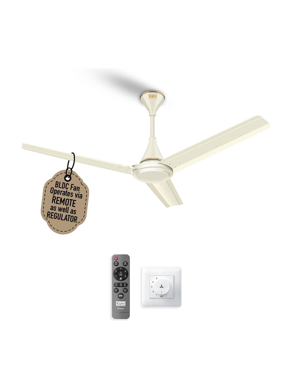 KUHL Fest B1 Power Saving BLDC Ceiling Fan |28W|365 RPM | Remote & Regulator Operated BLDC Motor with Remote 1200 mm Ceiling Fan