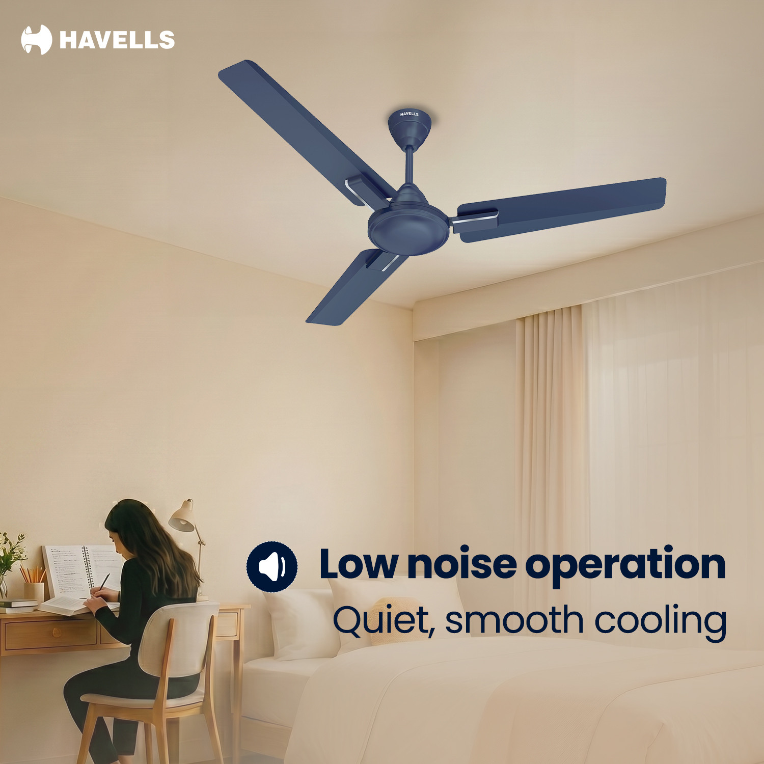 Image of HAVELLS Ambrose Neo Ceiling Fan| High Speed, High Air Delivery| Strong & Powerful motor with 2 Year Warranty Anti Dust 1200 mm Ceiling Fan