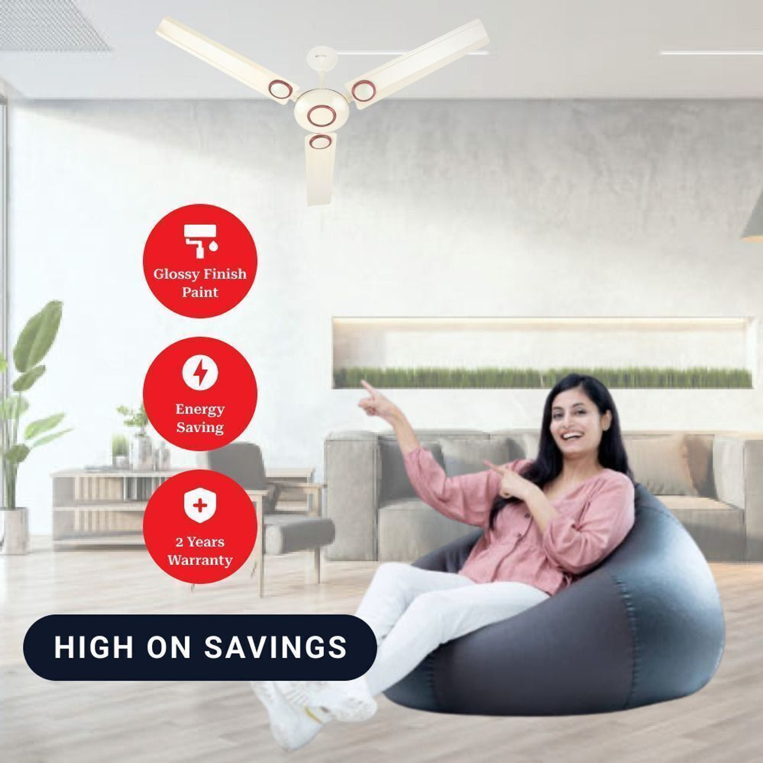 Image of Kanishka Racer Pk2 Ivory Copper | High Speed with 24 Months Warranty Ultra High Speed, Anti Dust, Anti Rust, Energy Saving, High Air Delivery 1200 mm Ceiling Fan