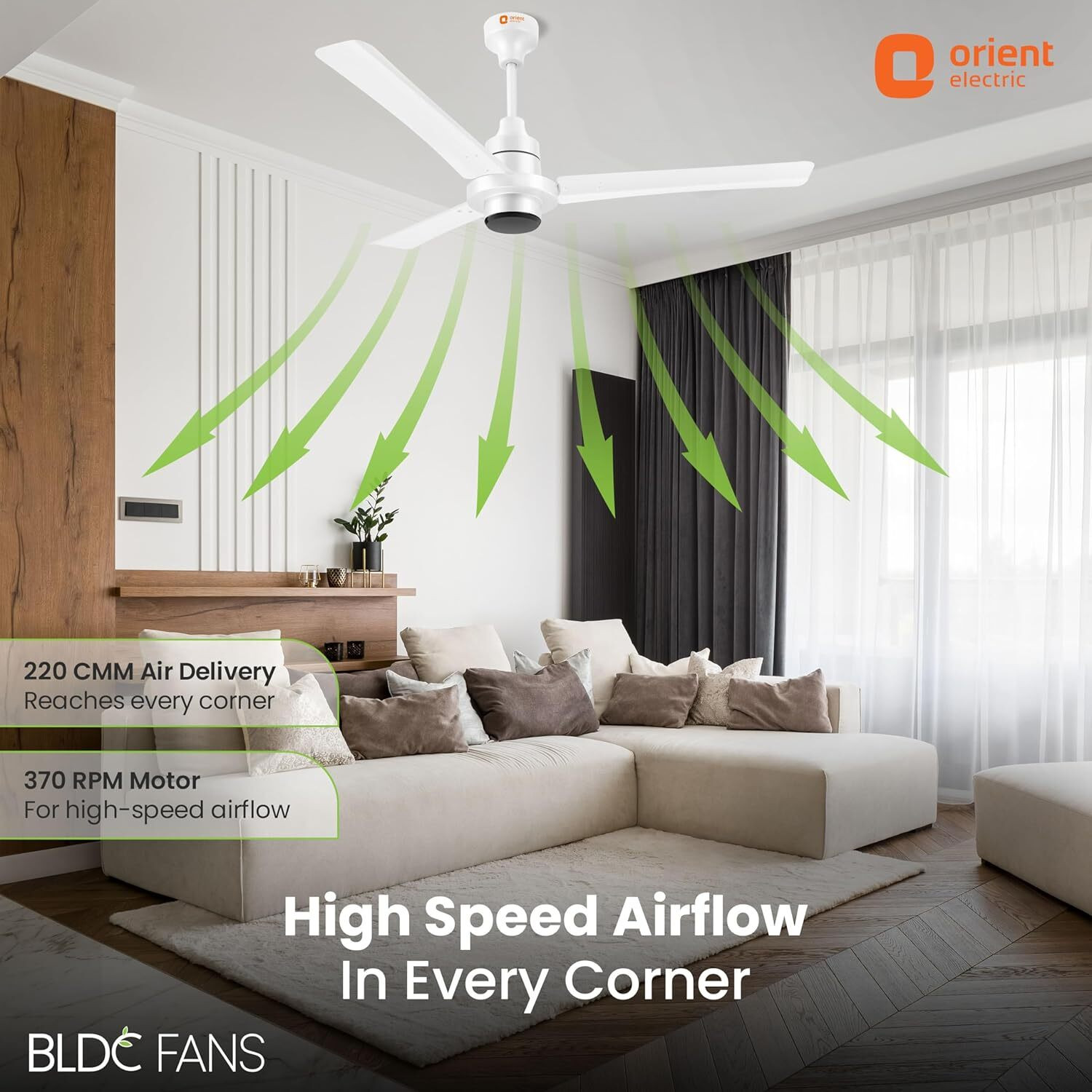Image of Orient Electric I Tome BLDC BEE Star Rated with 3 Year Warranty BLDC Motor with Remote 1200 mm Ceiling Fan