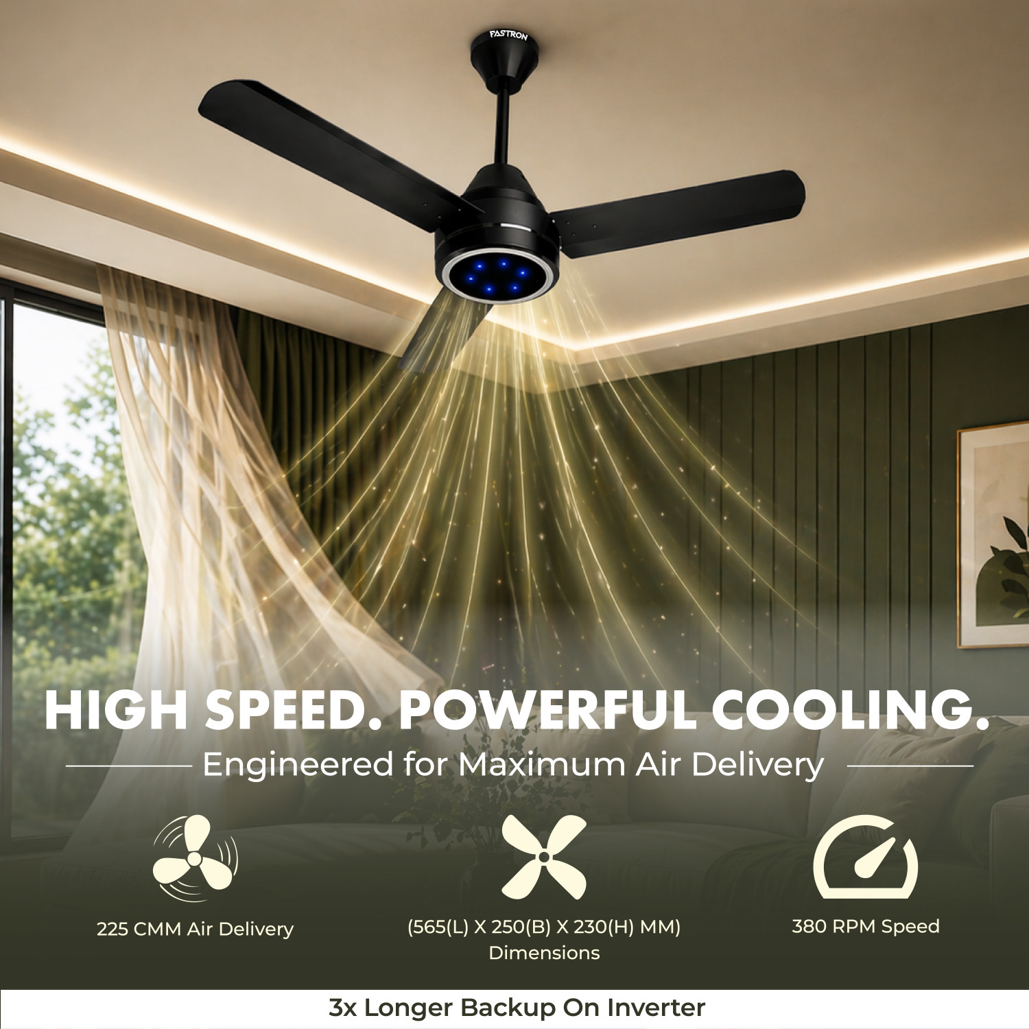 Image of FASTRON AeroBreeze Nytro BLDC Ceiling Fans with 60 Months Warranty BLDC Motor with Remote, Ultra High Speed, IoT Enabled, Energy Saving, High Air Delivery 1199 mm Ceiling Fan