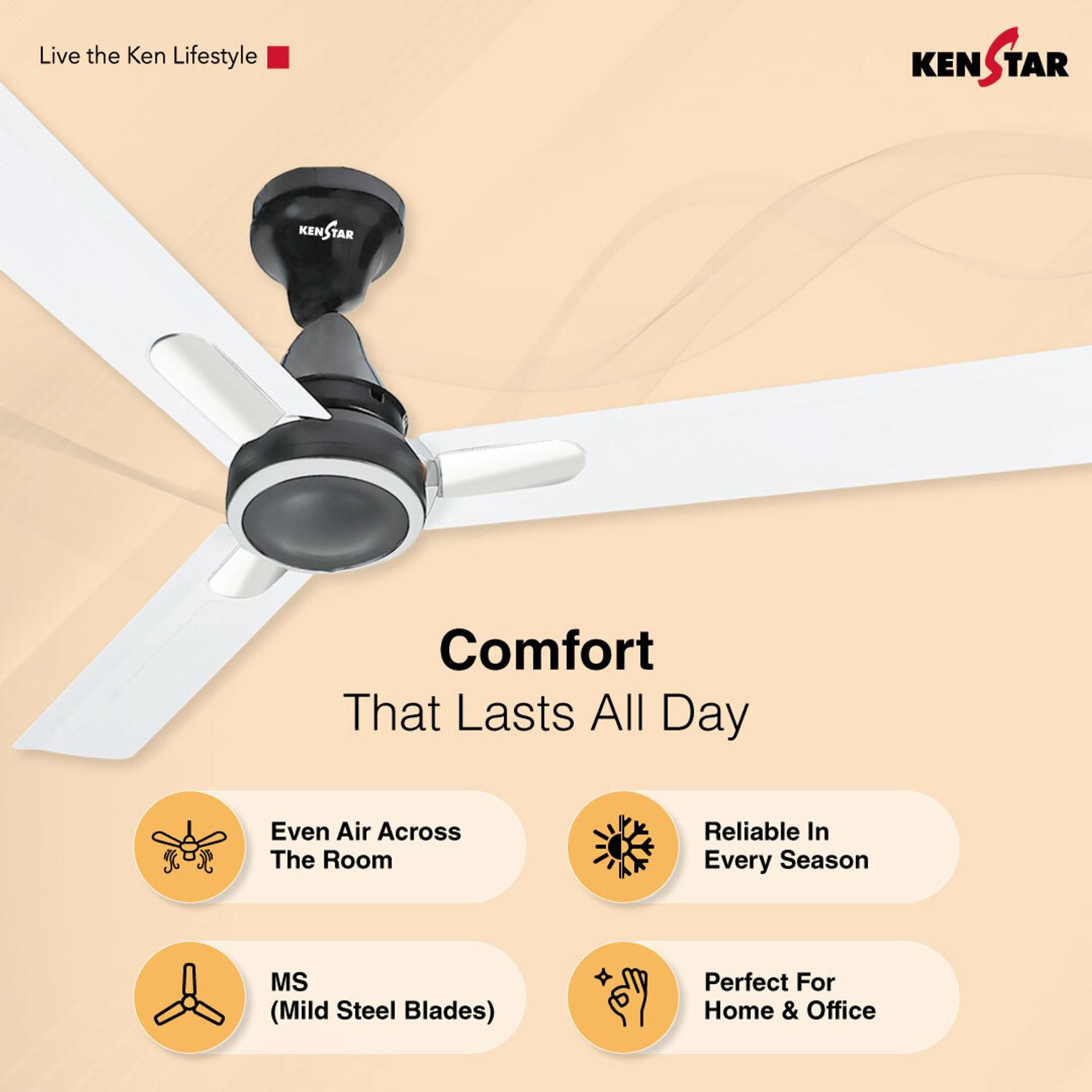 Image of Kenstar Snow breeze with 2 Year Warranty 1200 mm Ceiling Fan