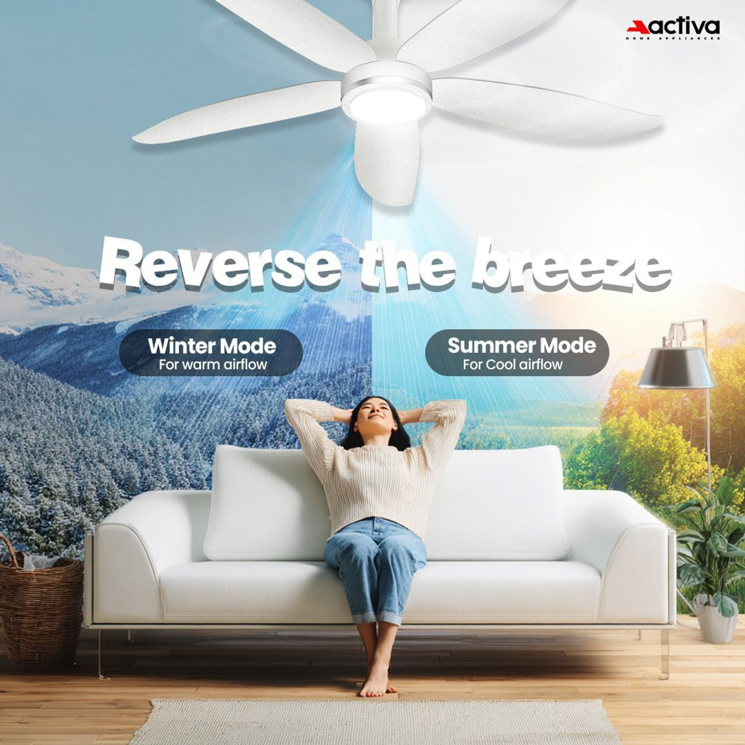 Image of ACTIVA Aero Five | BLDC Motor | Remote Control | LED Light | 5 Blade with 5 Year Warranty BLDC Motor with Remote 1200 mm Ceiling Fan