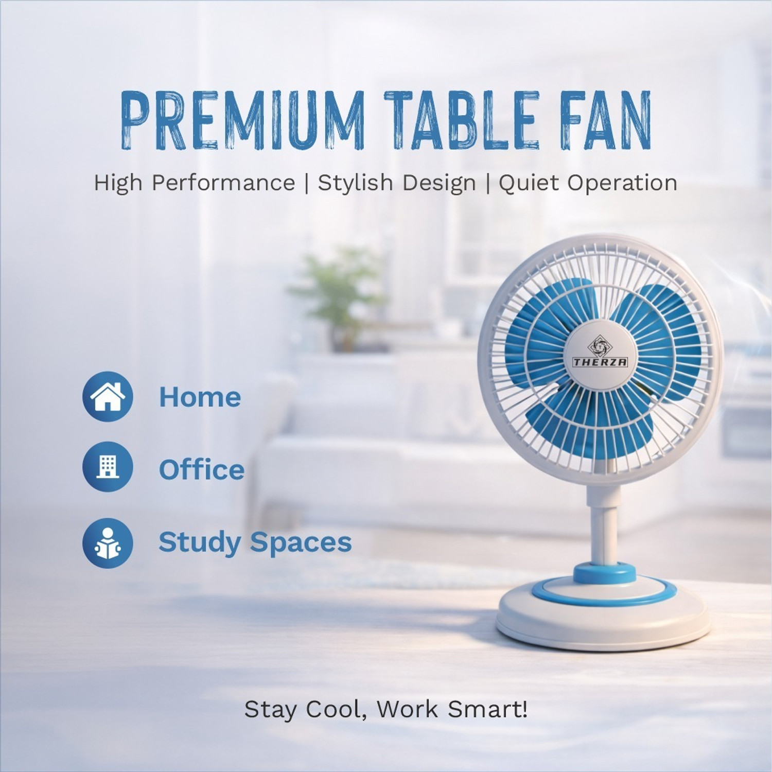Image of therza Mini Bullet Pedestal Fan | Compact Table Fan | High-Speed 3 Blade Cooling with 12 Months Warranty Anti Dust, Anti Rust, Silent Operation, Ultra High Speed, High Air Delivery, Energy Saving 304 mm Pedestal Fan