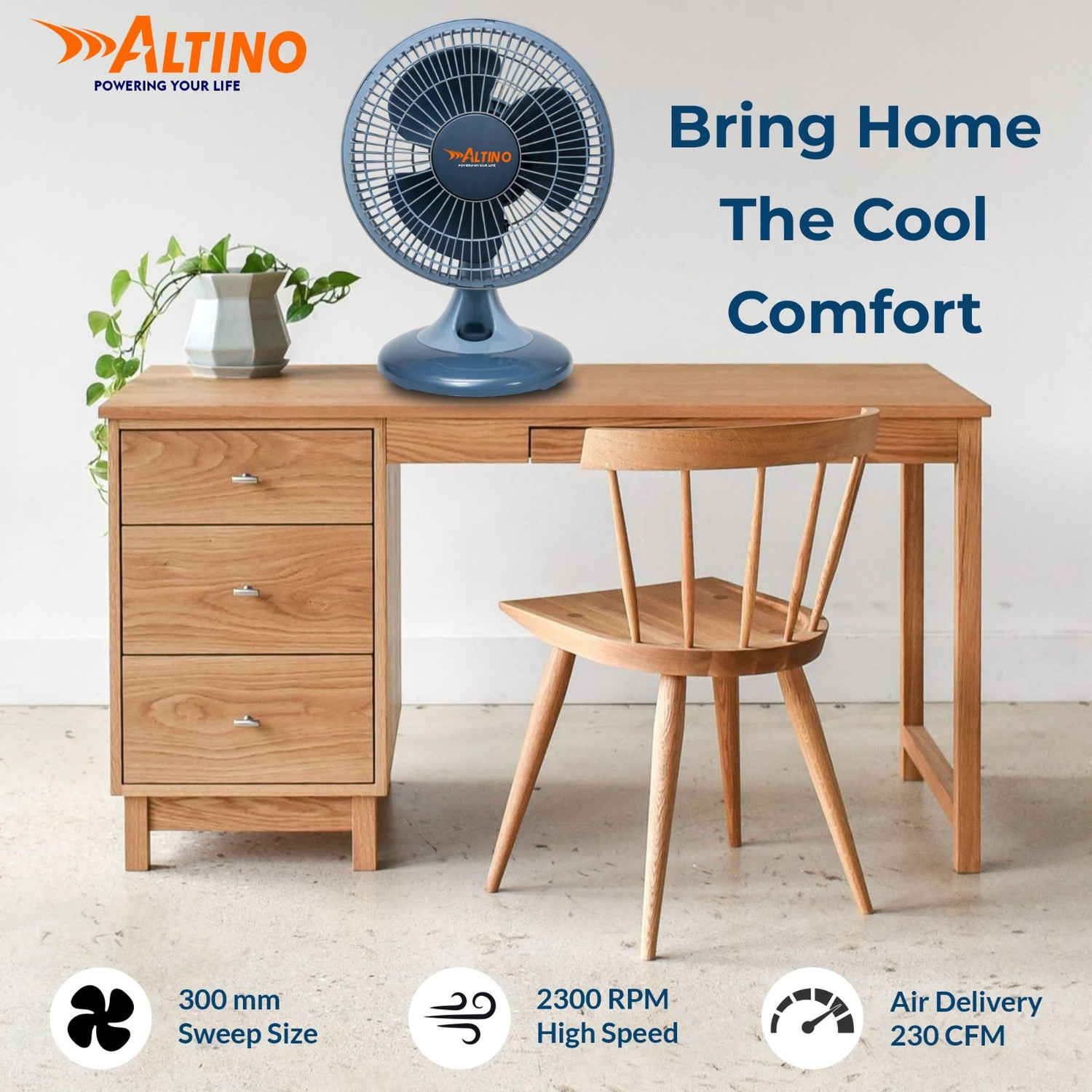 Image of ALTINO Table Fan 9Inch-28 with 1 Year Warranty 225 mm Table Fan