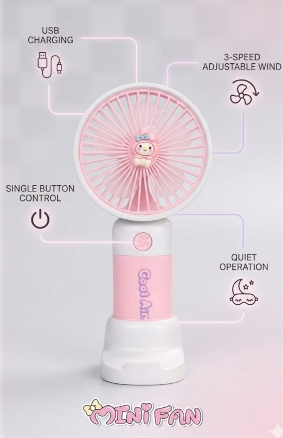 Image of YAKUNOX Portable Handheld Fan Mini USB Rechargeable Cooling Fan Random Colour Anti Dust 90 mm Table Fan