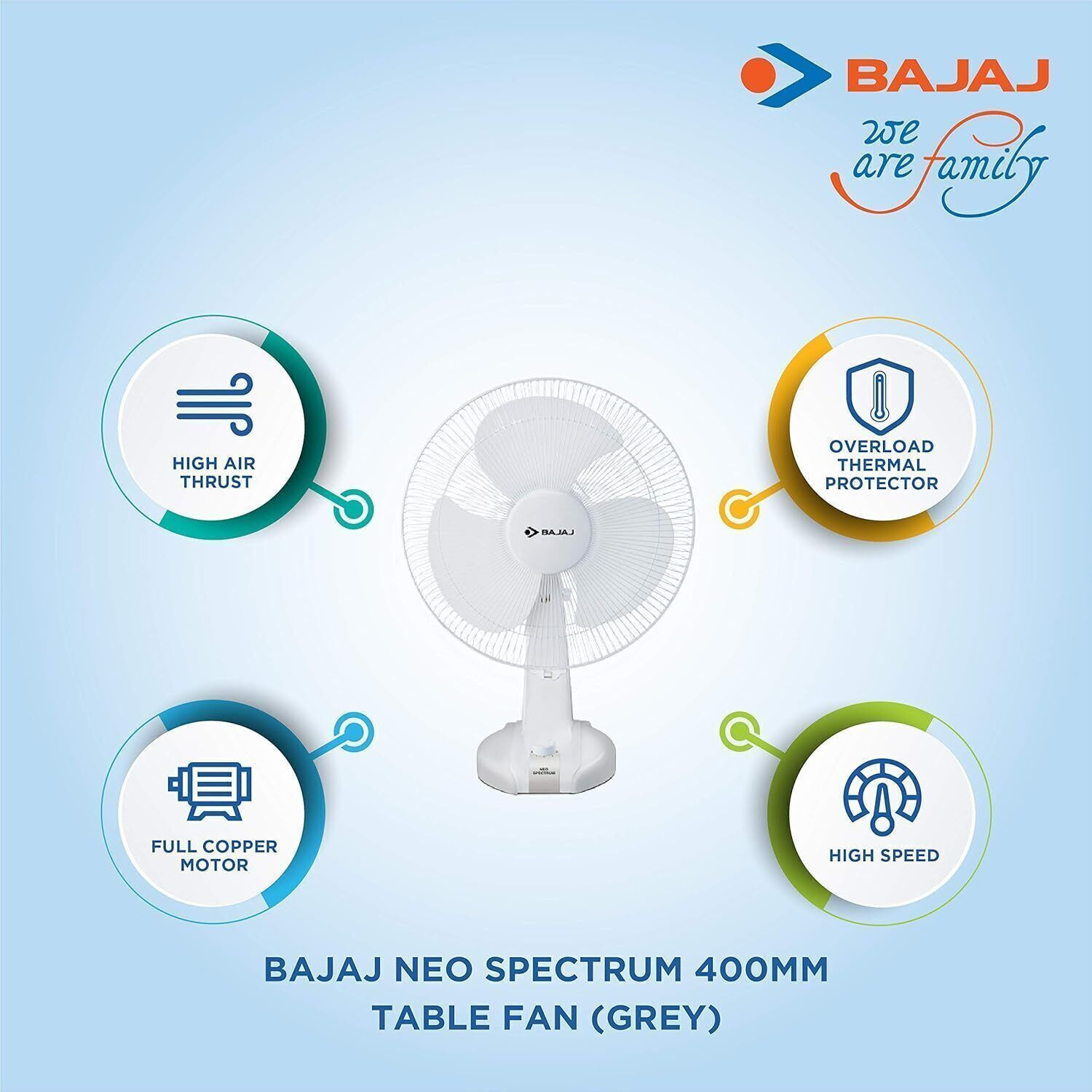 Image of BAJAJ NEO SPECTRUM 400MM-16 inch with 1 Year Warranty Silent Operation 400 mm Table Fan