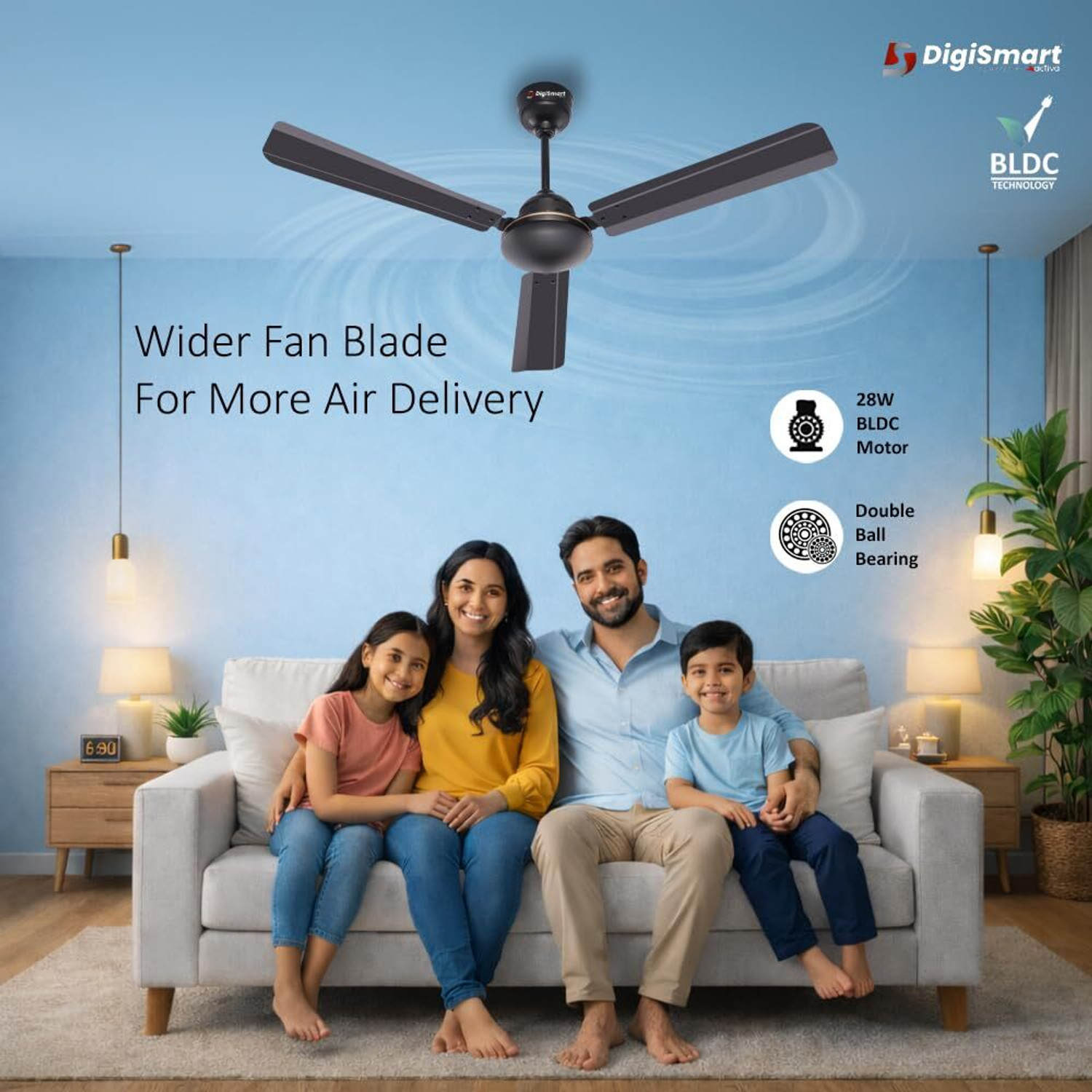 Image of DIGISMART Storm with 5 Year Warranty BLDC Motor with Remote, Energy Saving, Silent Operation, High Air Delivery, Anti Rust 1200 mm Ceiling Fan