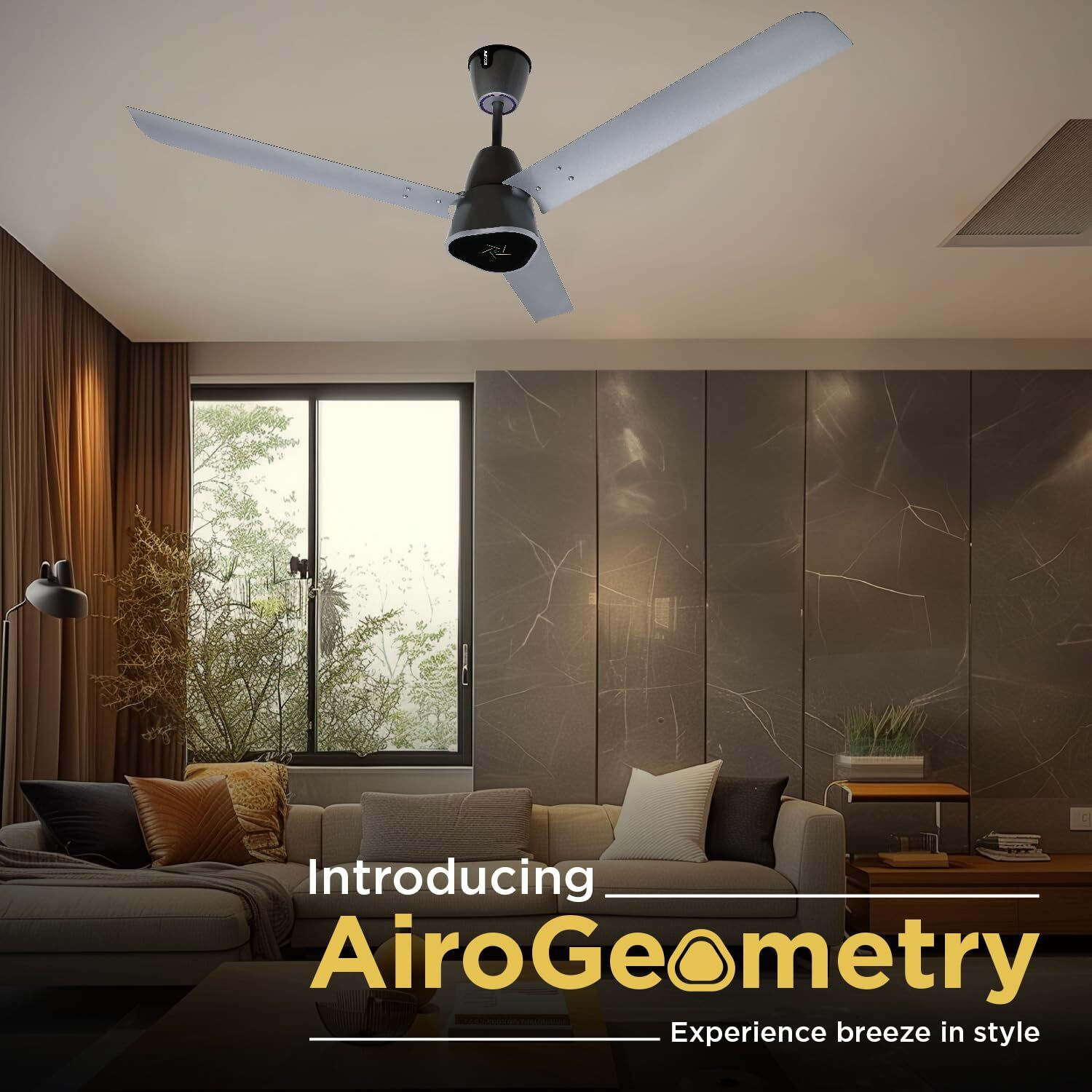 Image of EcoLink AiroGeometry 1200mm Silver Mist with 3 Year Warranty 1200 mm Ceiling Fan (5 Star | Silver Mist | Pack of 1)