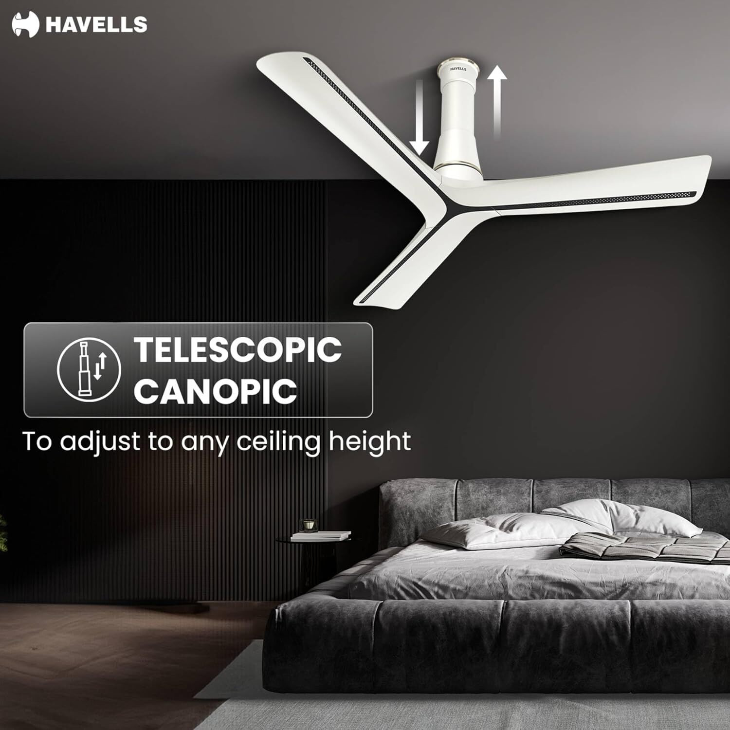 Image of HAVELLS Inveno LX, Timer,Breeze,Sleep,MOP Modes, with 2 Year Warranty 1200 mm Ceiling Fan