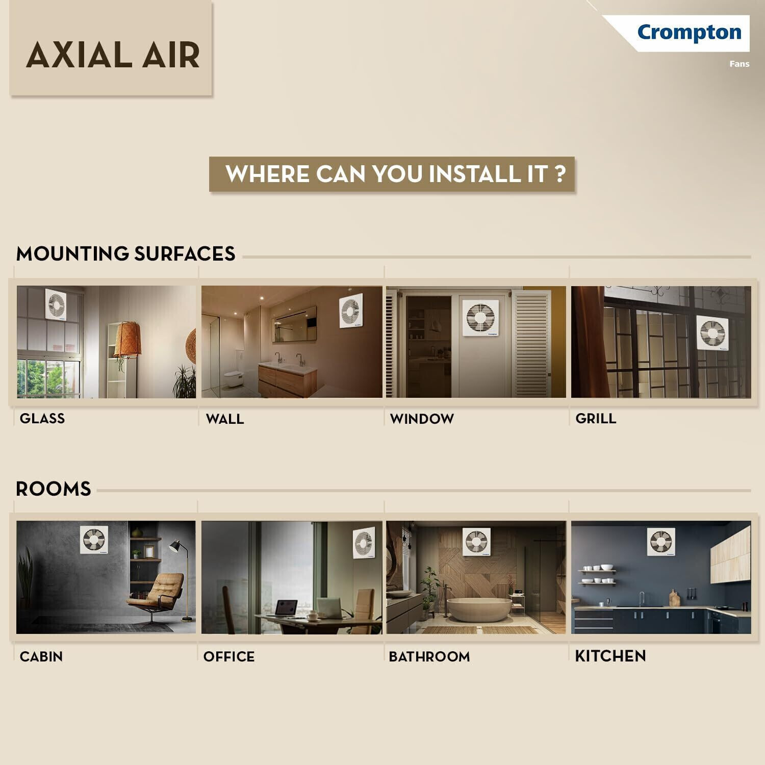 Image of Crompton Axial Air High-Speed pack of 1 Silent Operation 150 mm Exhaust Fan