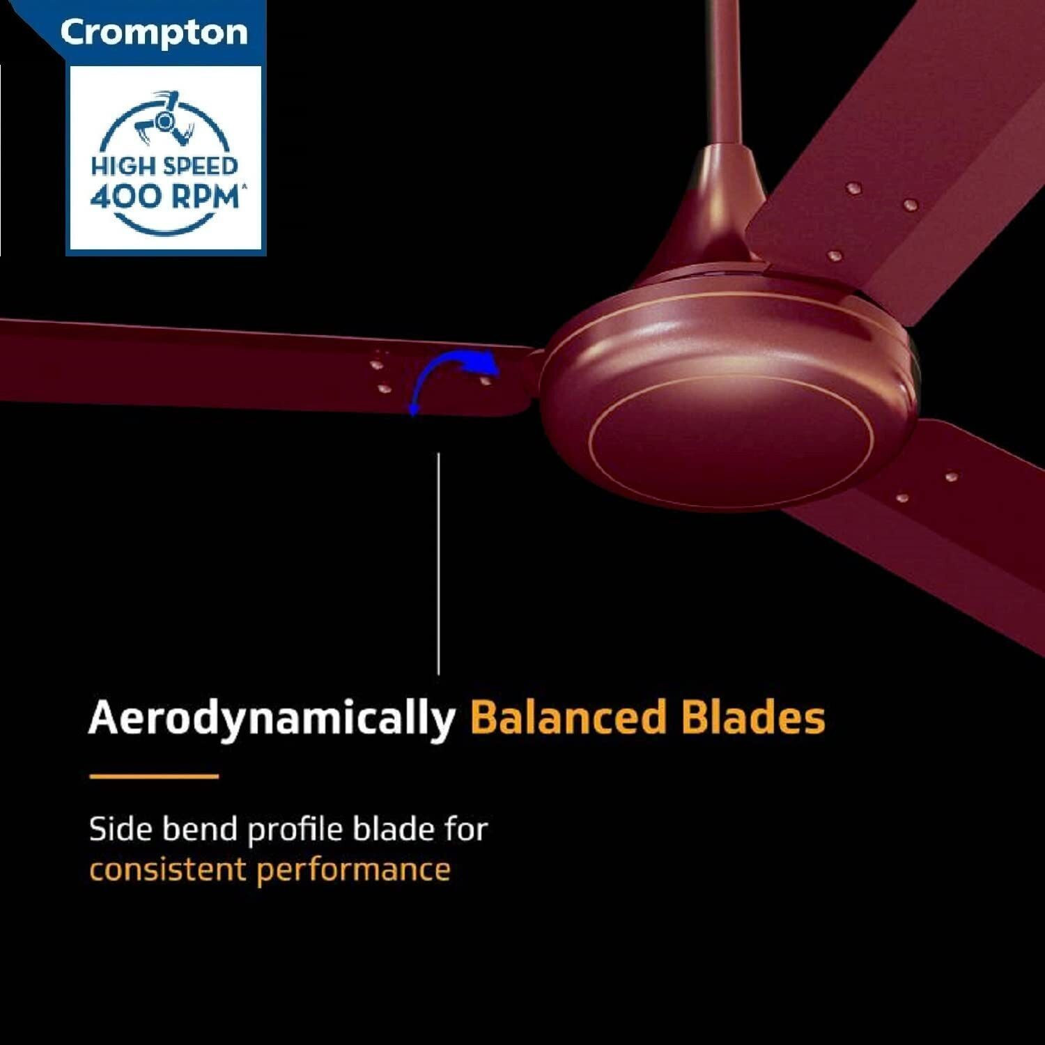 Image of Crompton SUREBREEZE 400 RPM HS Plus Super HIGH SPEED 100% COPPER MOTOR LONGER LIFE 118 with 24 Months Warranty Energy Saving 1200 mm Ceiling Fan