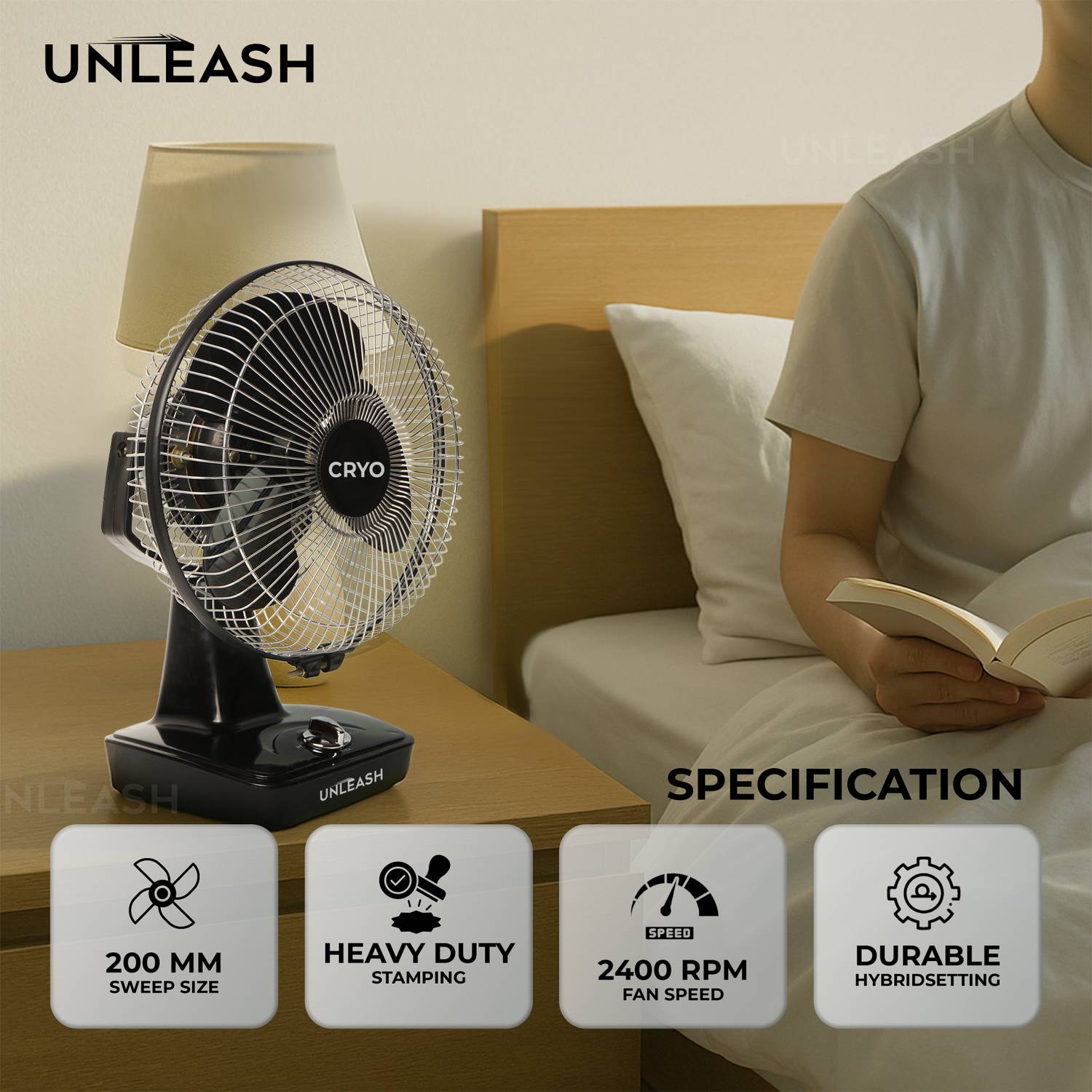 unleash CRYO 9 INCH Table Fan - Image 2