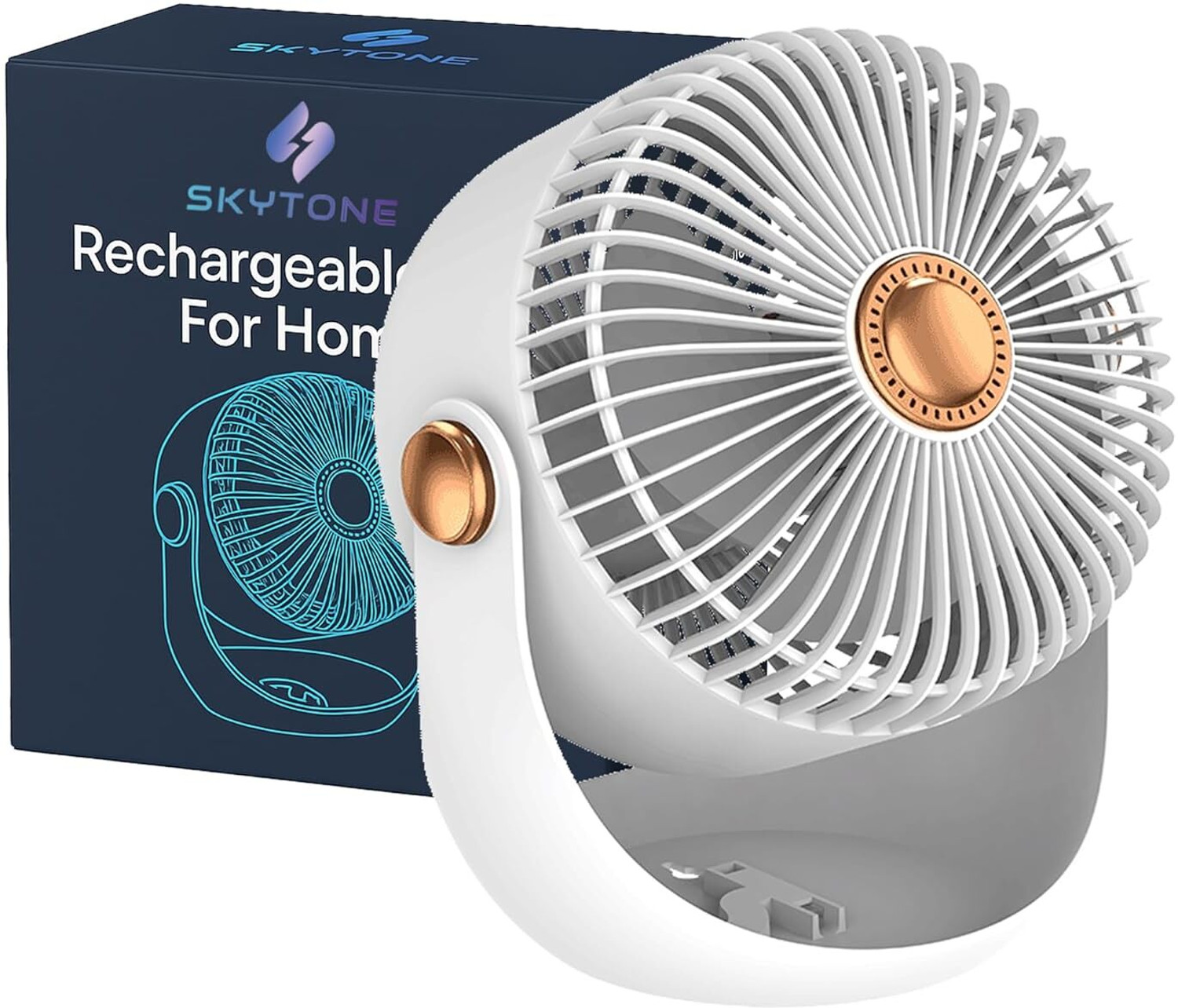 Image of SKYTONE Rechargeable Desk Fan, Portable USB-Powered Table Fan 3 Blade Cooling Mini Fan for Indoor, Outdoor USB Fan USB Fan