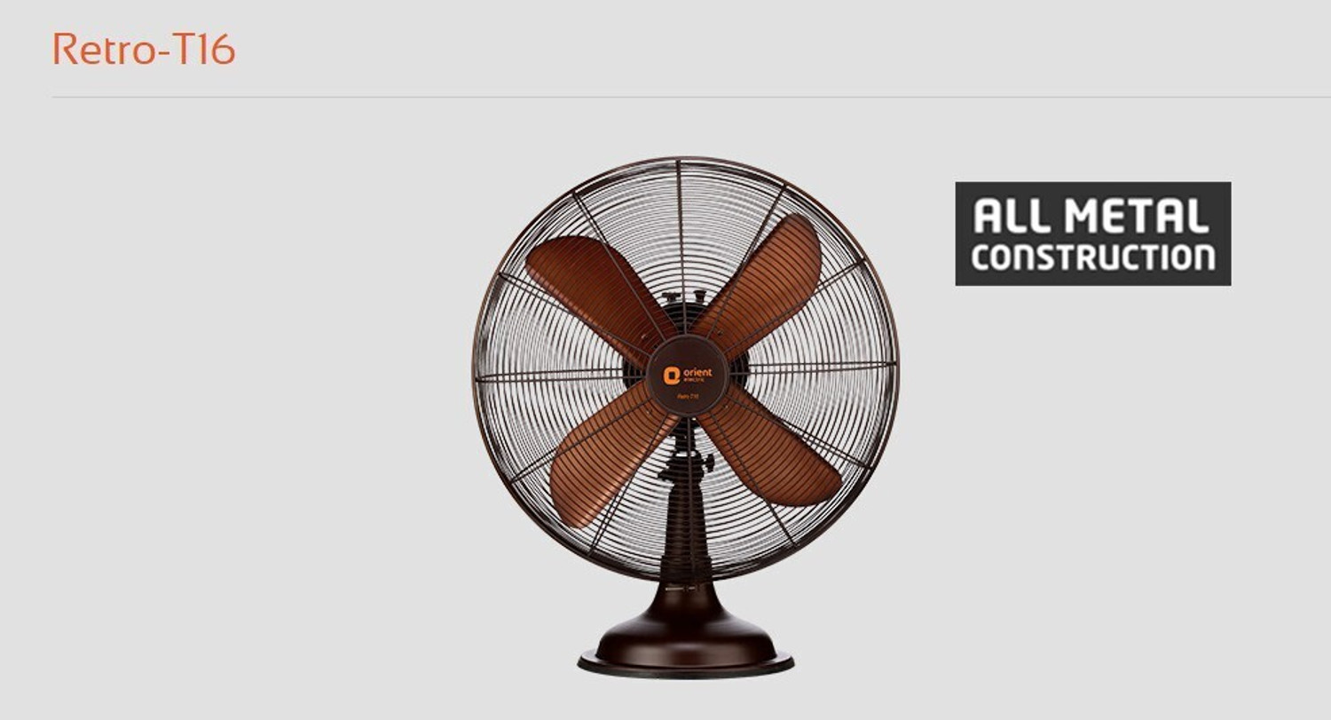 Image of Orient Electric RETRO T16 HS RUBBED BRONZE with 1 Year Warranty 400 mm Table Fan