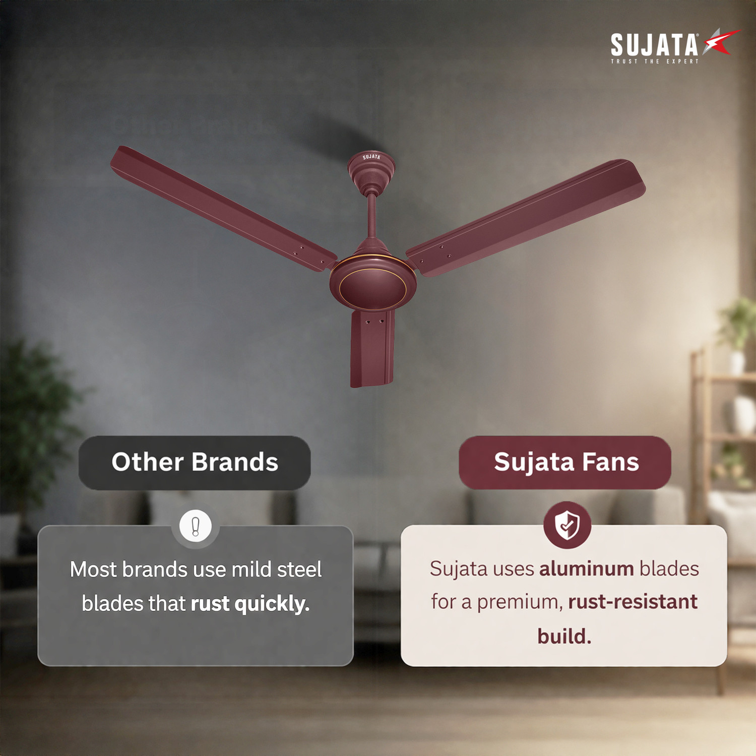 Image of SUJATA AL 450 Brown with 3 Year Warranty Ultra High Speed 1200 mm Ceiling Fan