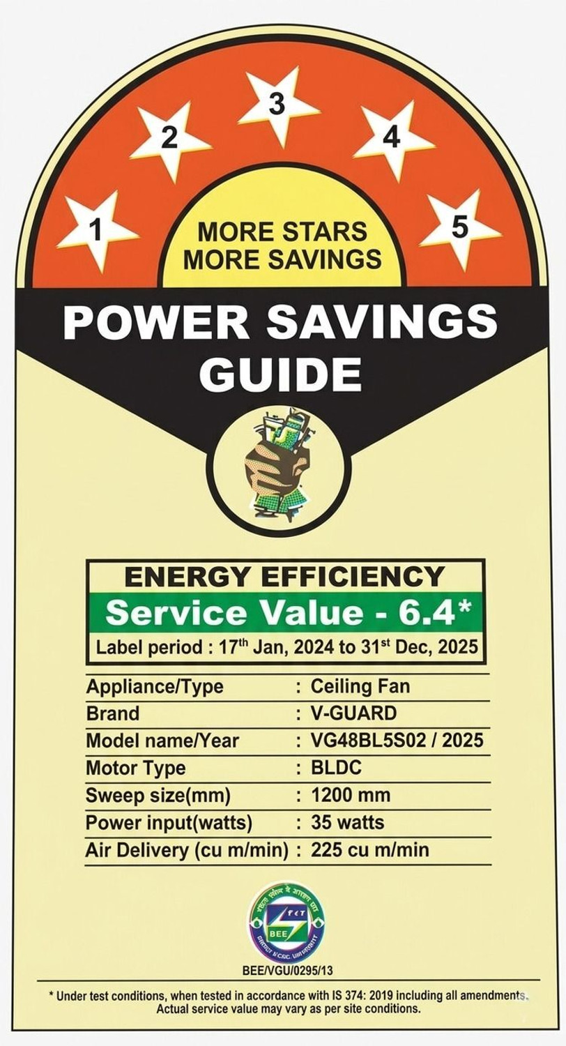 Image of V-Guard ENVIROPROSE with 4 Year Warranty BLDC Motor with Remote 1.2 mm Ceiling Fan