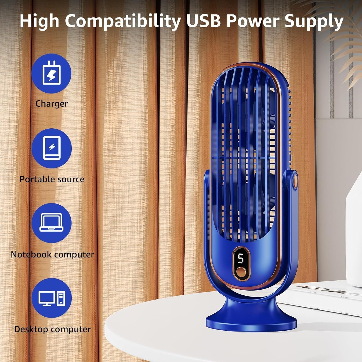 Image of Woomzy Table Fan Rechargeable Table Fan with LED Light High Speed Fan for Home Ultra High Speed 1400 mm Table Fan