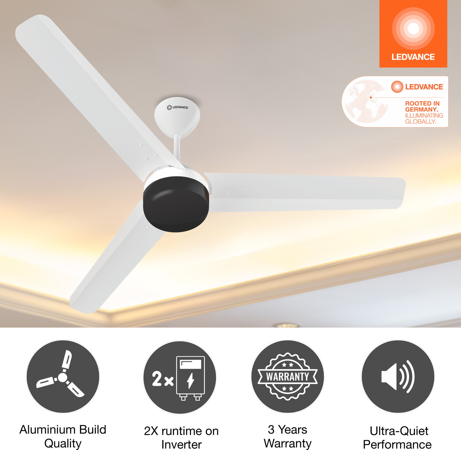Image of ledvance Aero Master Supreme Ceiling Fan | For Rooms & Bedrooms | 5 Star BLDC Ceiling Fan with 3 Year Warranty Energy Saving 1200 mm Ceiling Fan