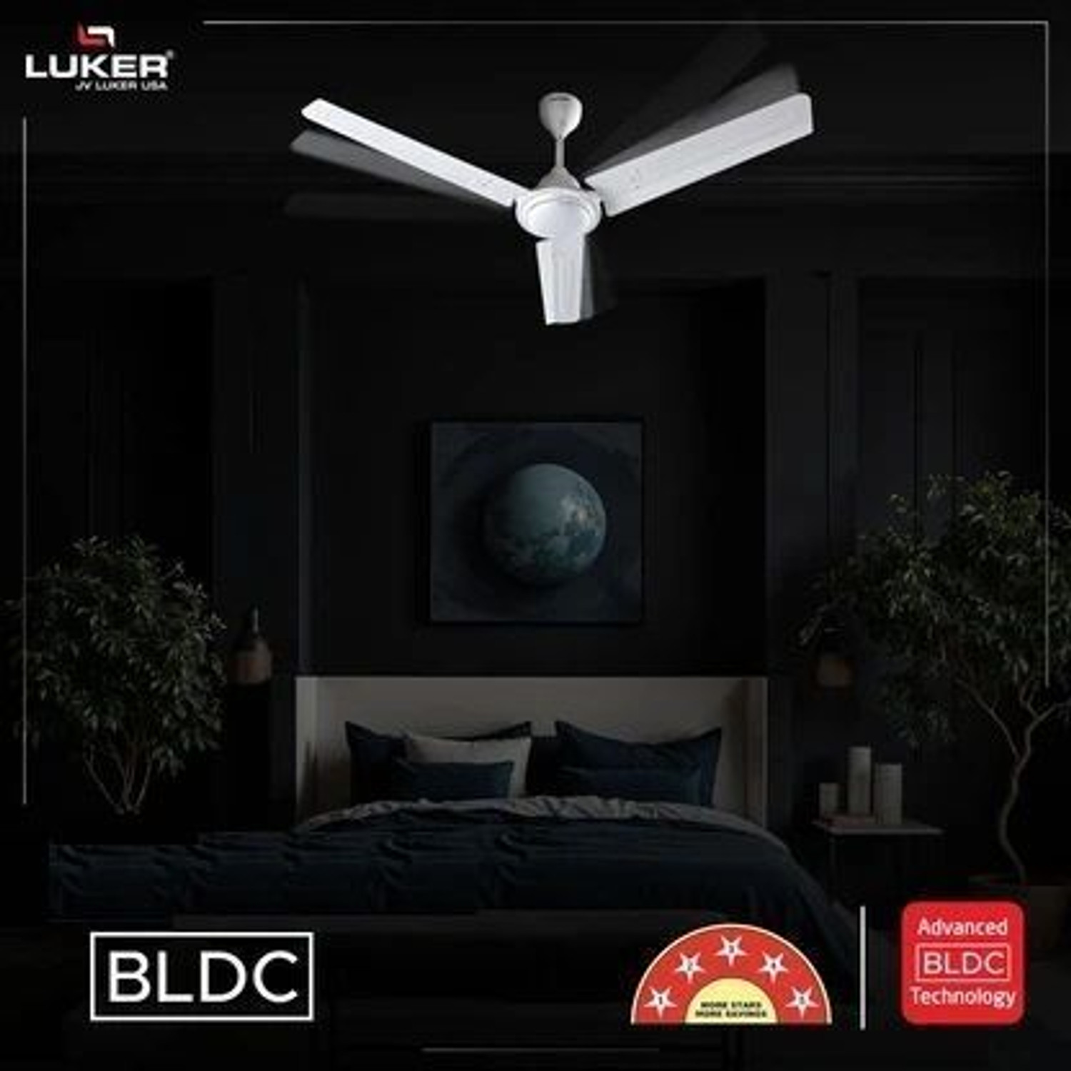 Image of LUKER USA Panther 1200mm BLDC Ceiling Fans with Remote with 3 Year Warranty 1200 mm Ceiling Fan