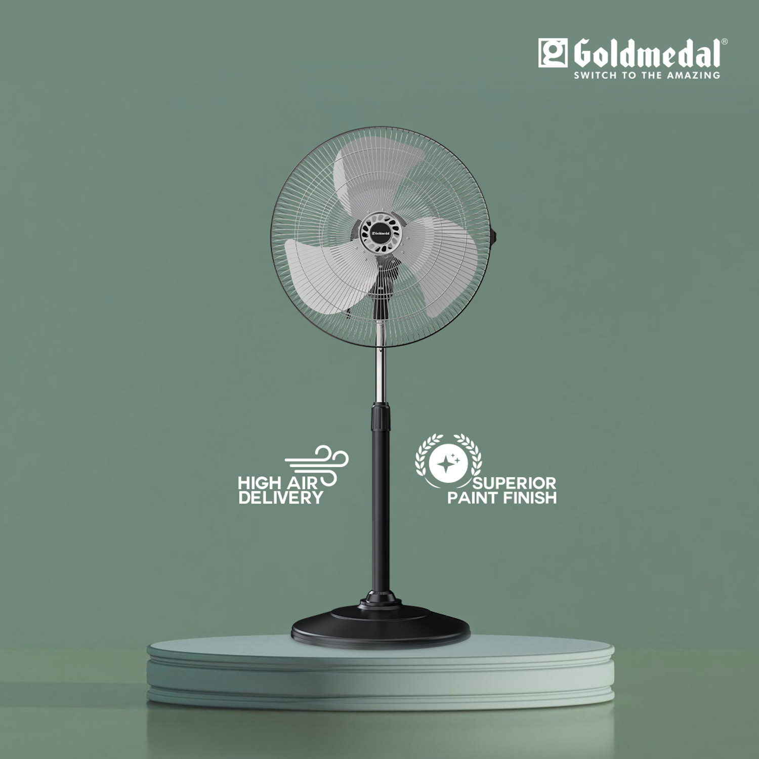 Image of Goldmedal G-Express 450mm with 2 Year Warranty 450 mm Pedestal Fan (Black Silver | Pack of 1)