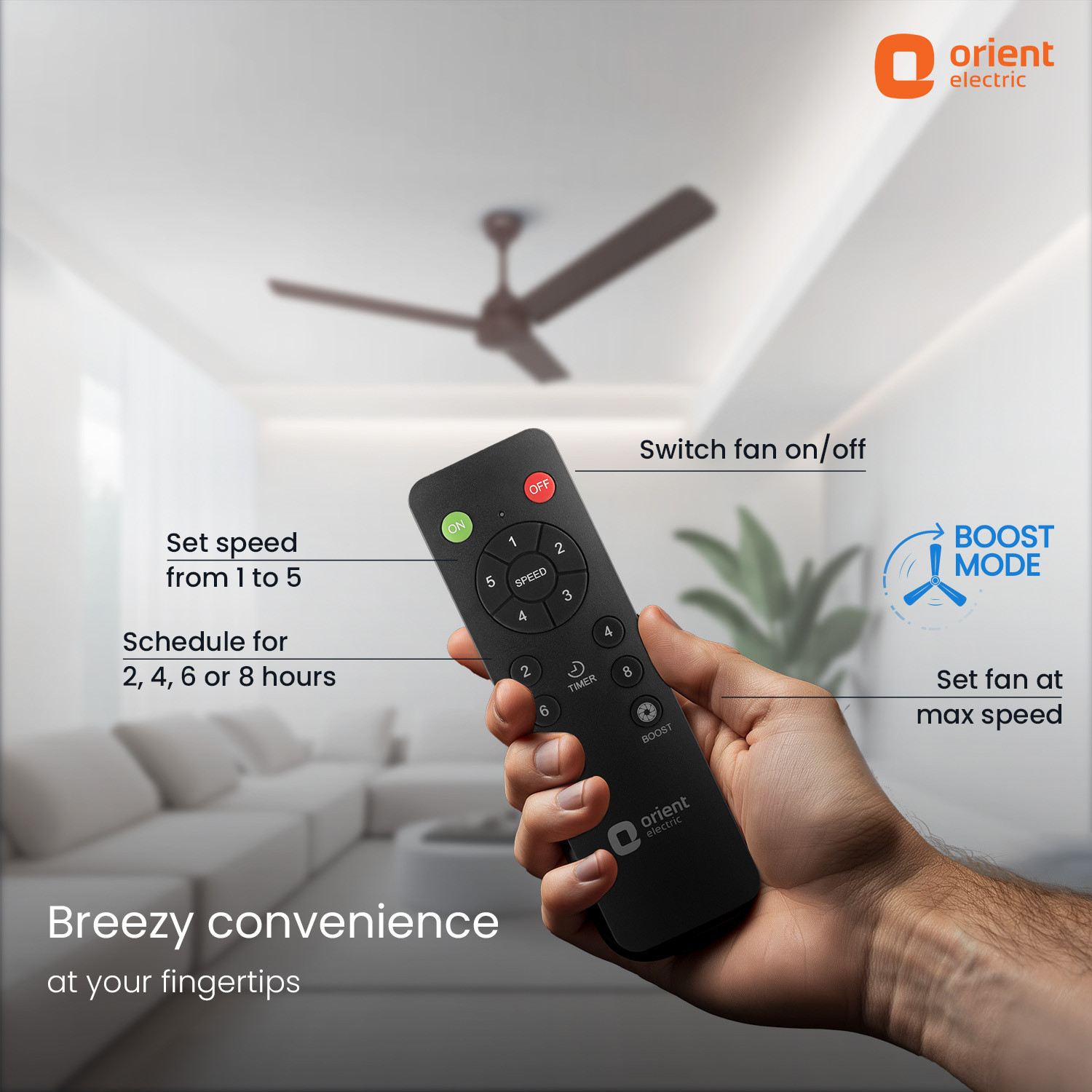 Image of Orient Electric Kratos Neu | Superior Air Delivery |BEE 5 Star Rated | Low Power Consumption with 3 Year Warranty BLDC Motor with Remote 1200 mm Ceiling Fan