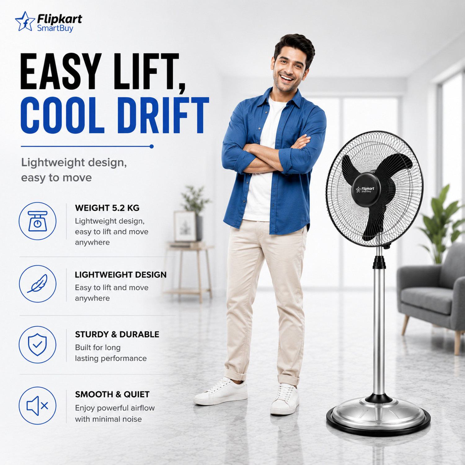 Image of Flipkart SmartBuy Falcon Signature with 2 Year Warranty High Air Delivery, Ultra High Speed 400 mm Pedestal Fan