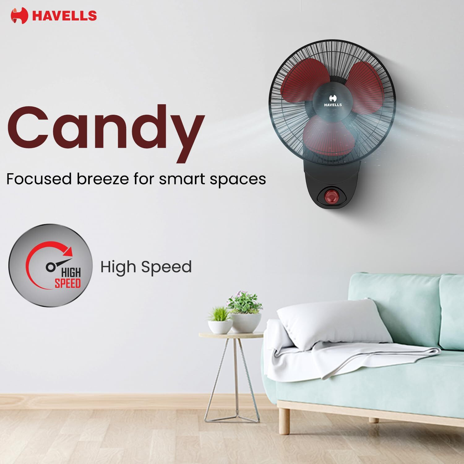 Image of HAVELLS CANDY HS Wall Fan with 2 Year Warranty Energy Saving 230 mm Pedestal Fan