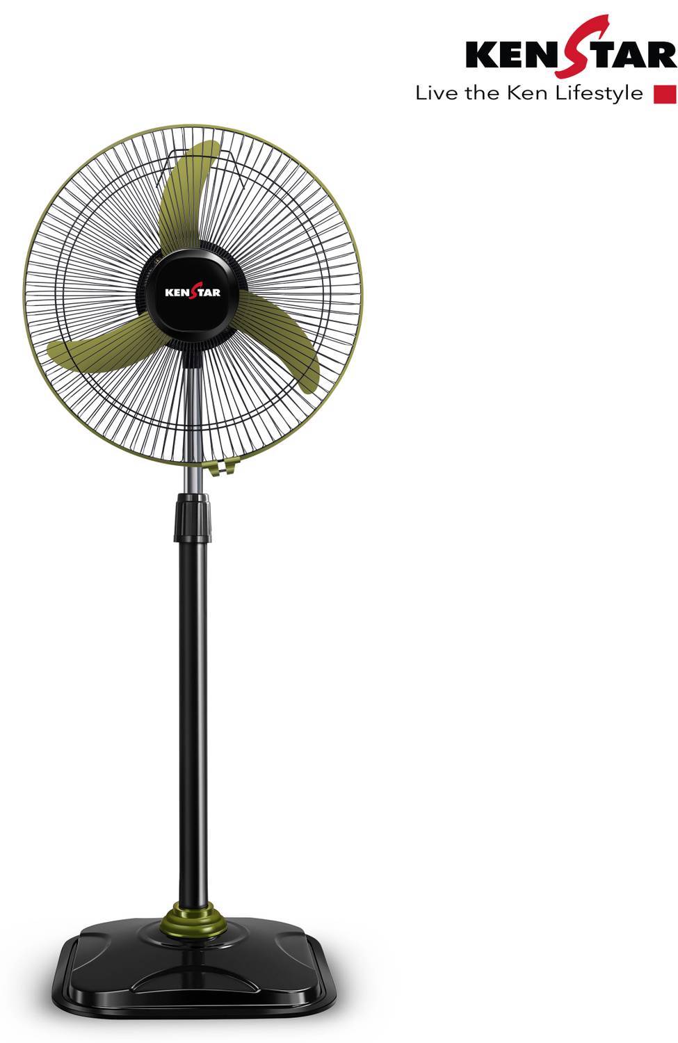 Kenstar Wind Speed Ultra GRN | Adjustable Height with 2 Year Warranty Ultra High Speed 400 mm Pedestal Fan