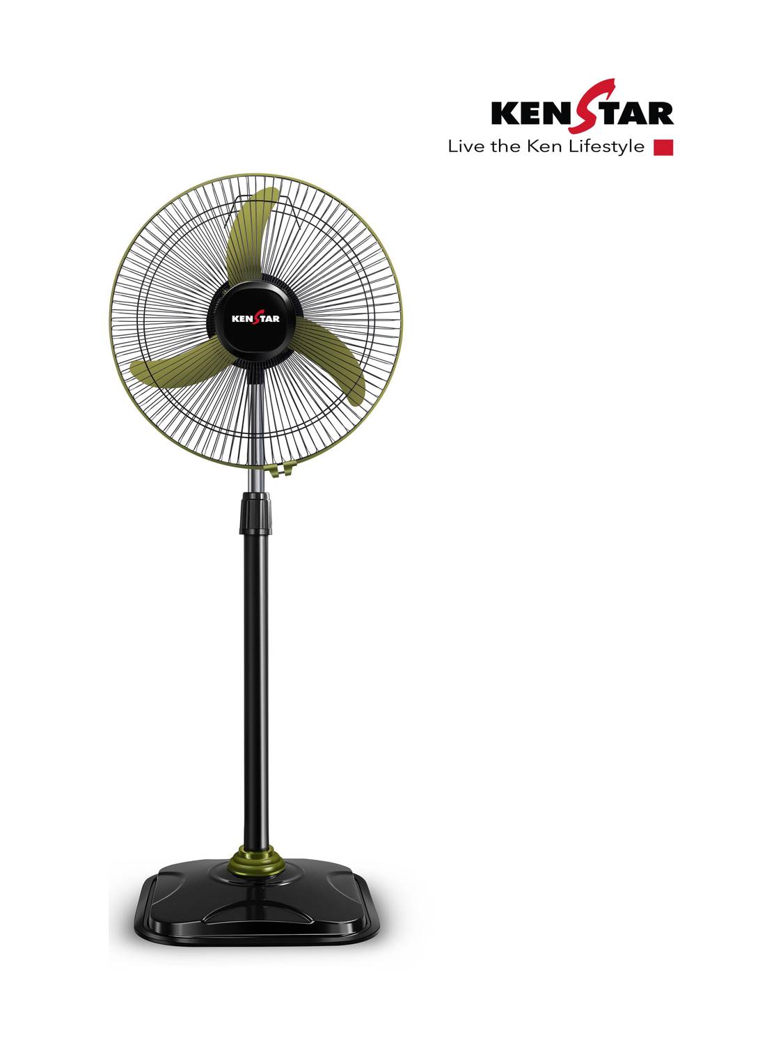 Kenstar Wind Speed Ultra GRN | Adjustable Height with 2 Year Warranty Ultra High Speed 400 mm Pedestal Fan