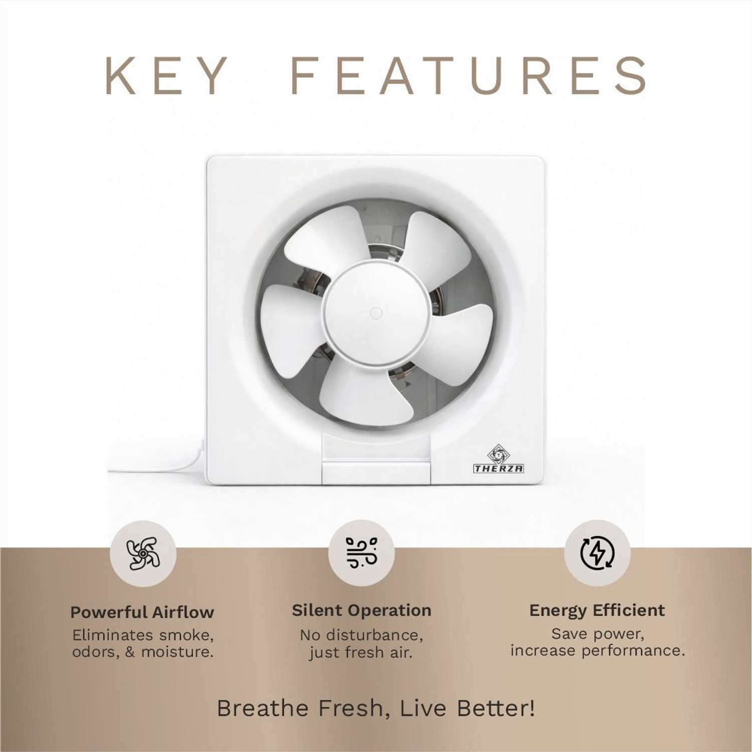 Image of therza Premium Exhaust Fan with 12 Months Warranty Anti Dust, Anti Rust, BLDC Motor, Energy Saving, Silent Operation, High Air Delivery Exhaust Fan