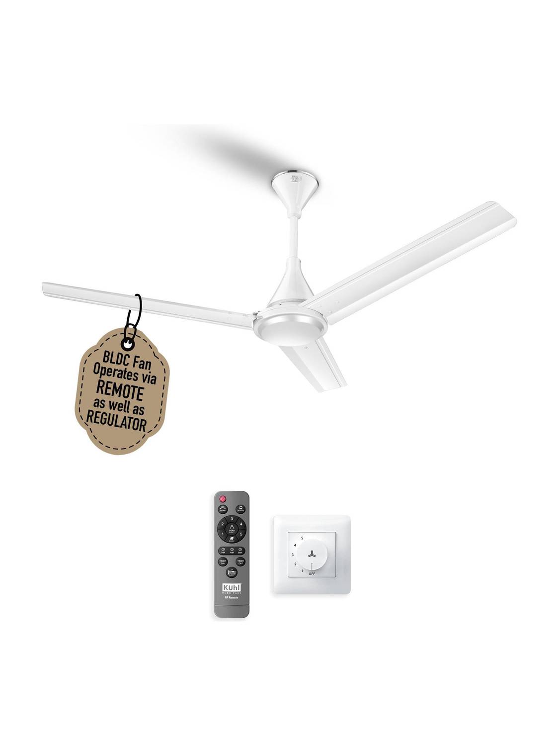 KUHL Fest B1 Power Saving BLDC Ceiling Fan |28W|365 RPM | Remote & Regulator Operated BLDC Motor with Remote 1200 mm Ceiling Fan