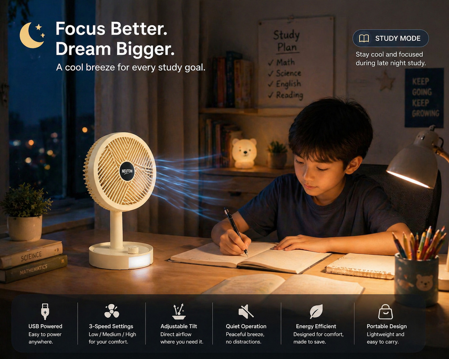 Image of URBAN ZONE ENTERPRISES NEUTAN Coool Breeze Speedy BLDC Motor 130 mm Table Fan