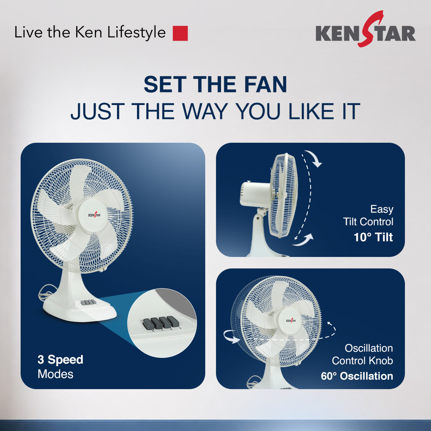 Image of Kenstar BreezeX T Normal Speed with 1 Year Warranty 400 mm Table Fan