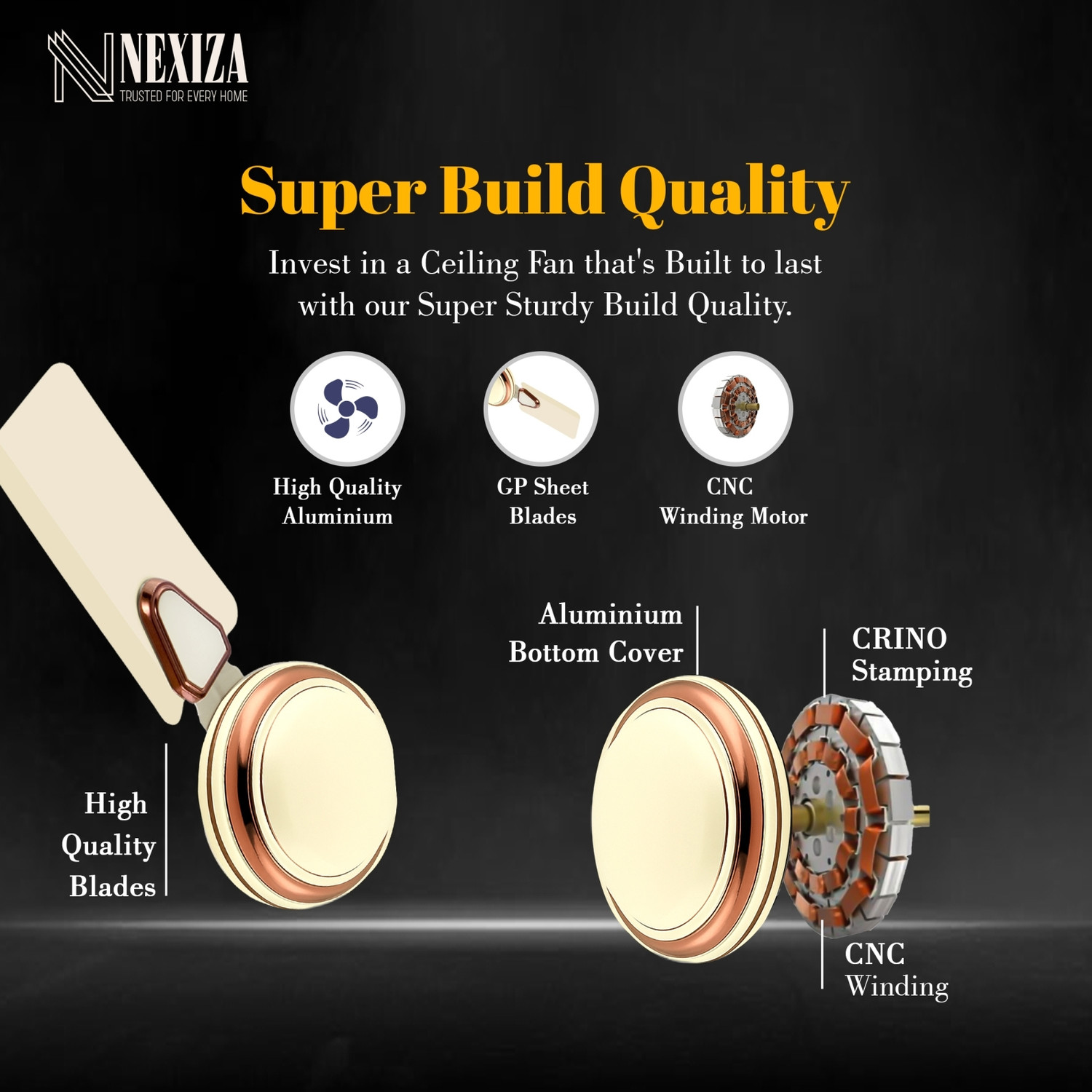 Image of Nexiza MaxEco 001 Super Ultra High Speed 24 Inch with 2 Year Warranty Anti Dust 600 mm Ceiling Fan
