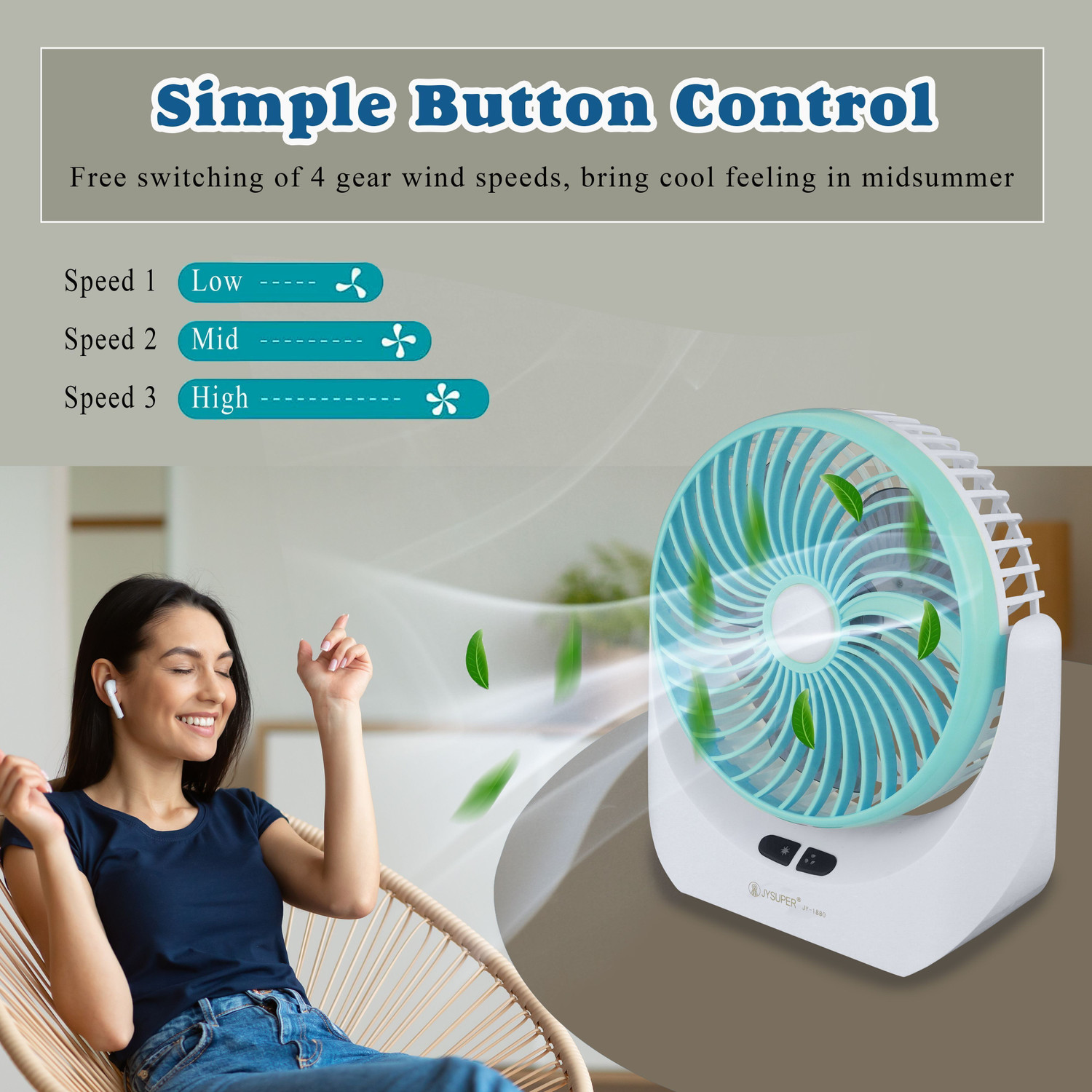 Image of Darshan High Speed Rechargeable Table Fan with LED Light For Office Desk, Home 319 Ultra High Speed 1400 mm Table Fan