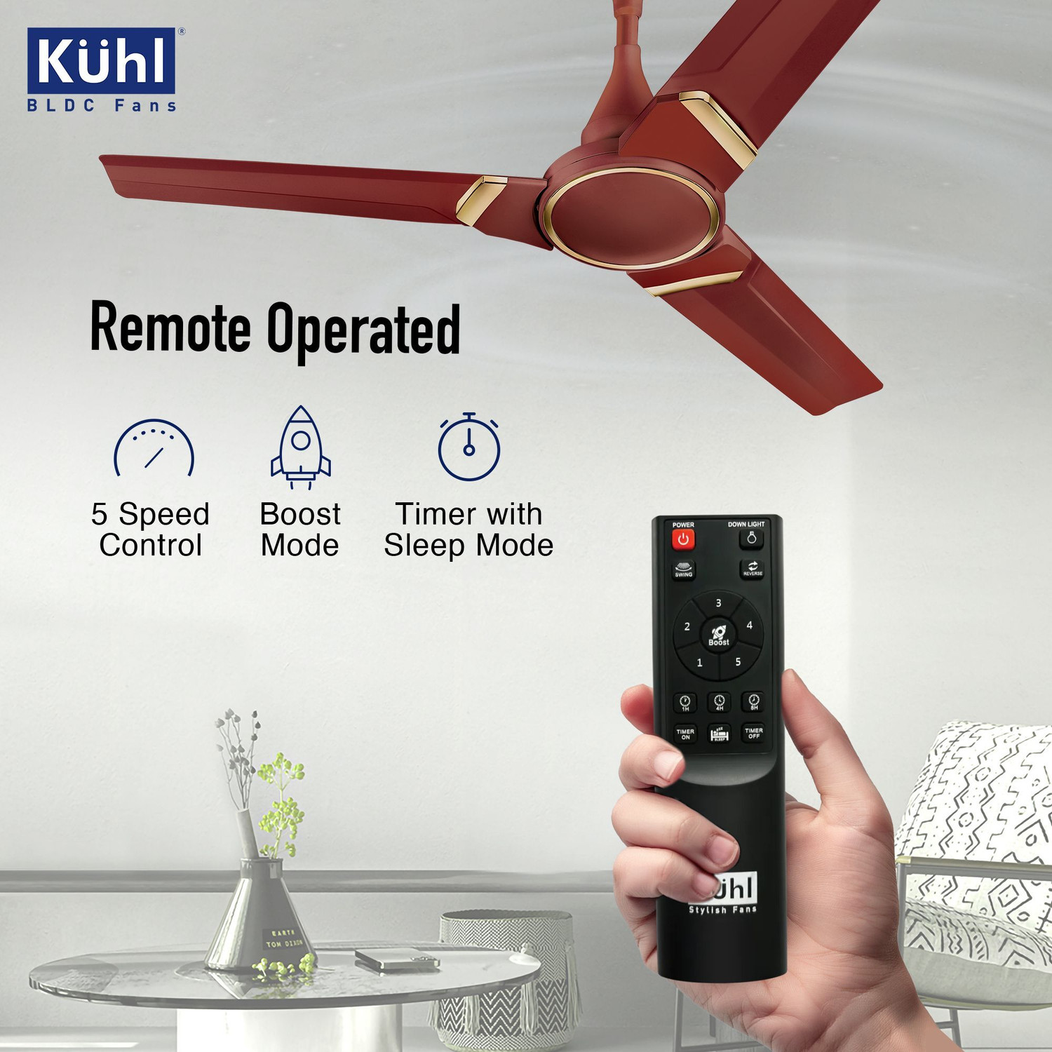 Image of KUHL PRIMA A3 BLDC Ceiling Fan with 5 Year Warranty BLDC Motor with Remote 1200 mm Ceiling Fan