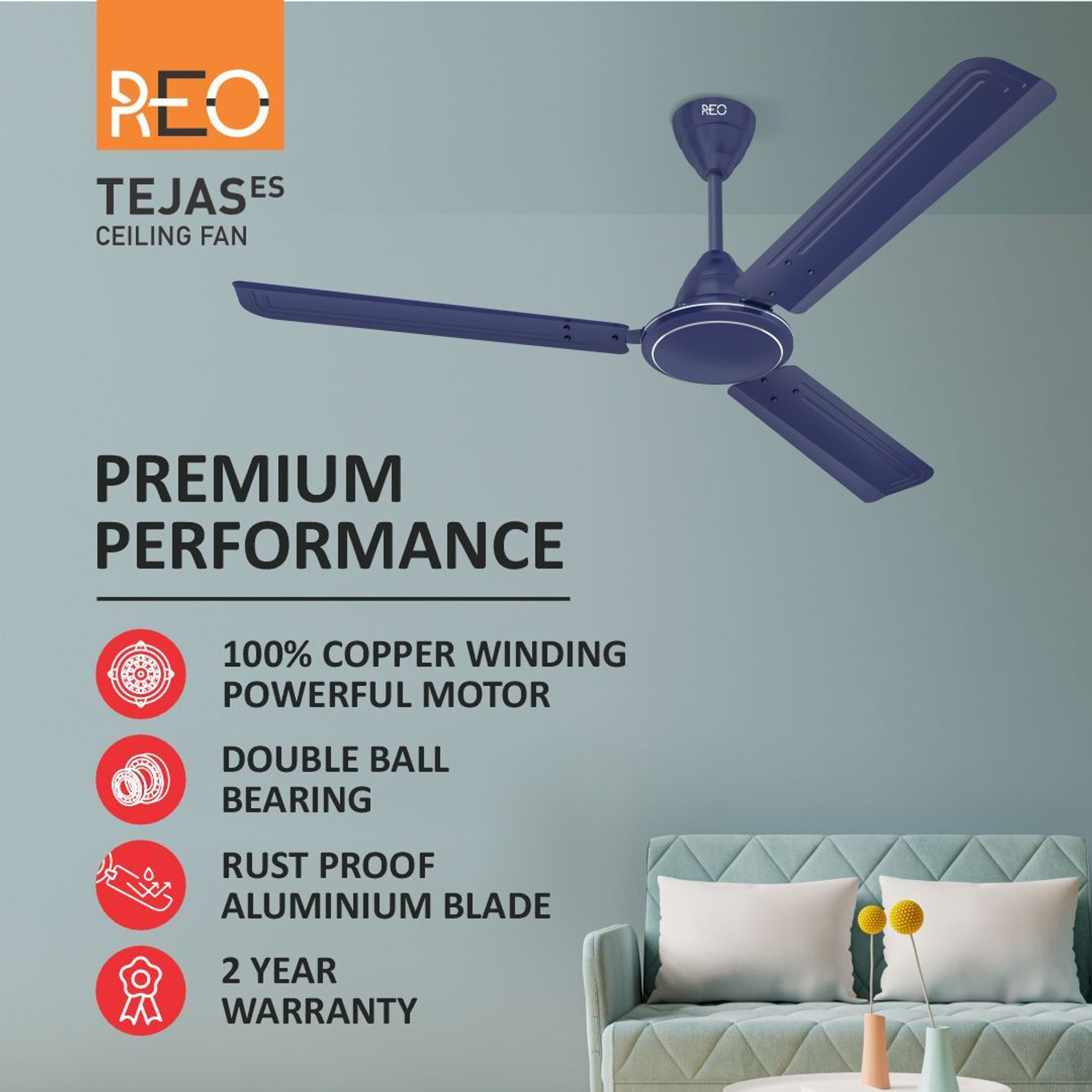 Image of HAVELLS Tejas|Low Noise|Energy Efficient|High Speed|Powerful Copper motor|Power Saving with 2 Year Warranty Energy Saving 1200 mm Ceiling Fan