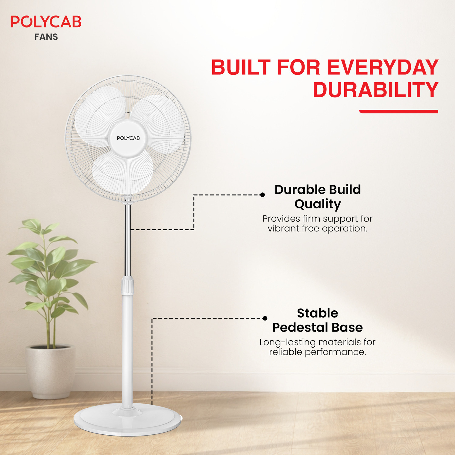 Image of Polycab Regalia|High Air Delivery |Energy saving with 2 Year Warranty Ultra High Speed 400 mm Pedestal Fan