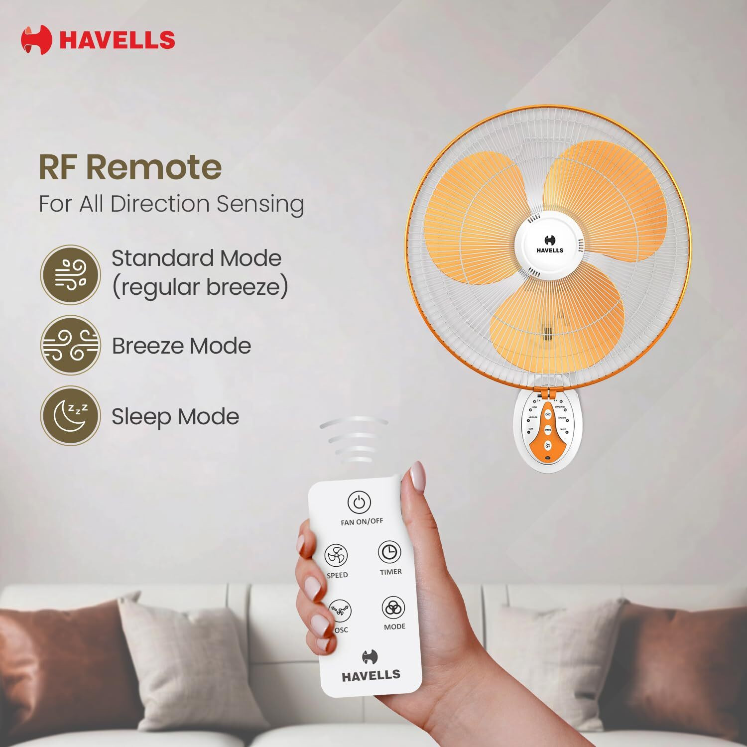 Image of HAVELLS Platina BLDC with 2 Year Warranty BLDC Motor with Remote 400 mm Wall Fan