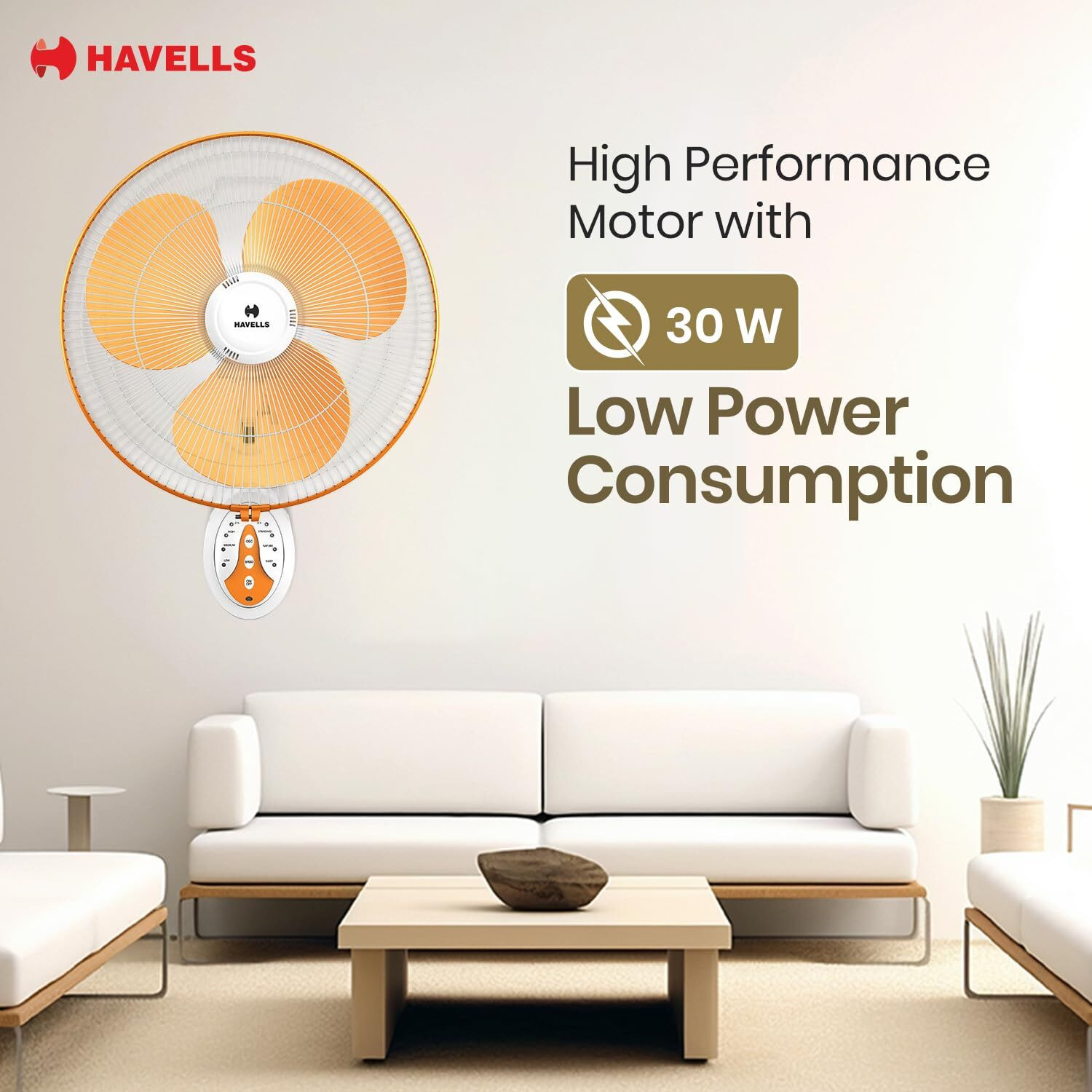Image of HAVELLS Platina BLDC with 2 Year Warranty BLDC Motor with Remote 400 mm Wall Fan