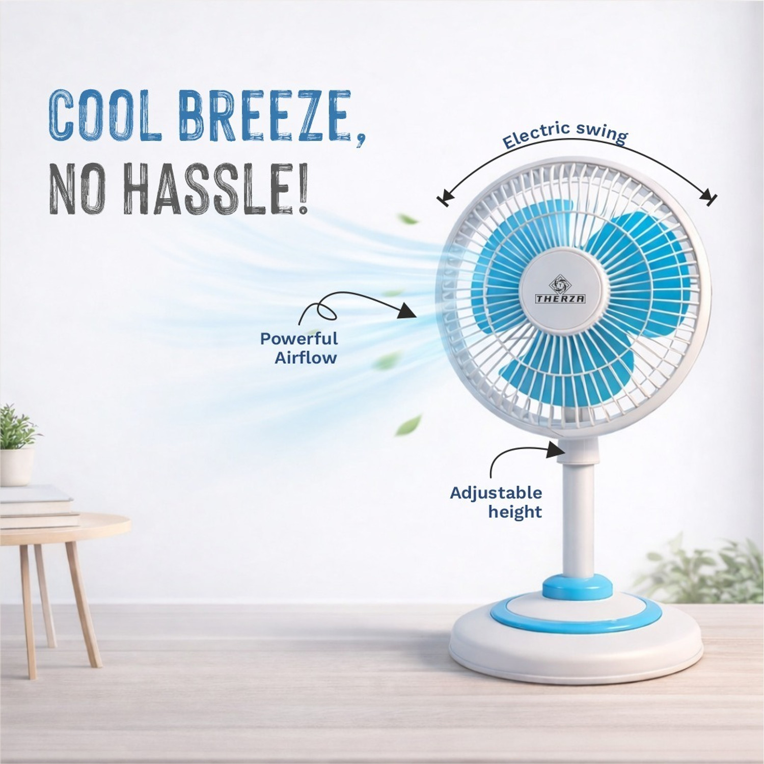 Image of therza Mini Bullet Pedestal Fan | Compact Table Fan | High-Speed 3 Blade Cooling with 12 Months Warranty Anti Dust, Anti Rust, Silent Operation, Ultra High Speed, High Air Delivery, Energy Saving 304 mm Pedestal Fan