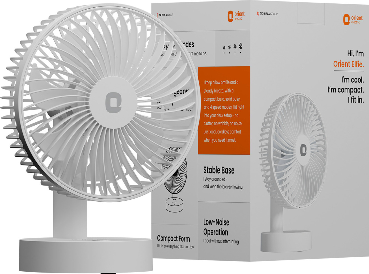 Image of Orient Electric Elfie | Rechargeable Compact Mini Personal Fan | USB Type-C Charging with 1 Year Warranty Silent Operation 127 mm Table Fan