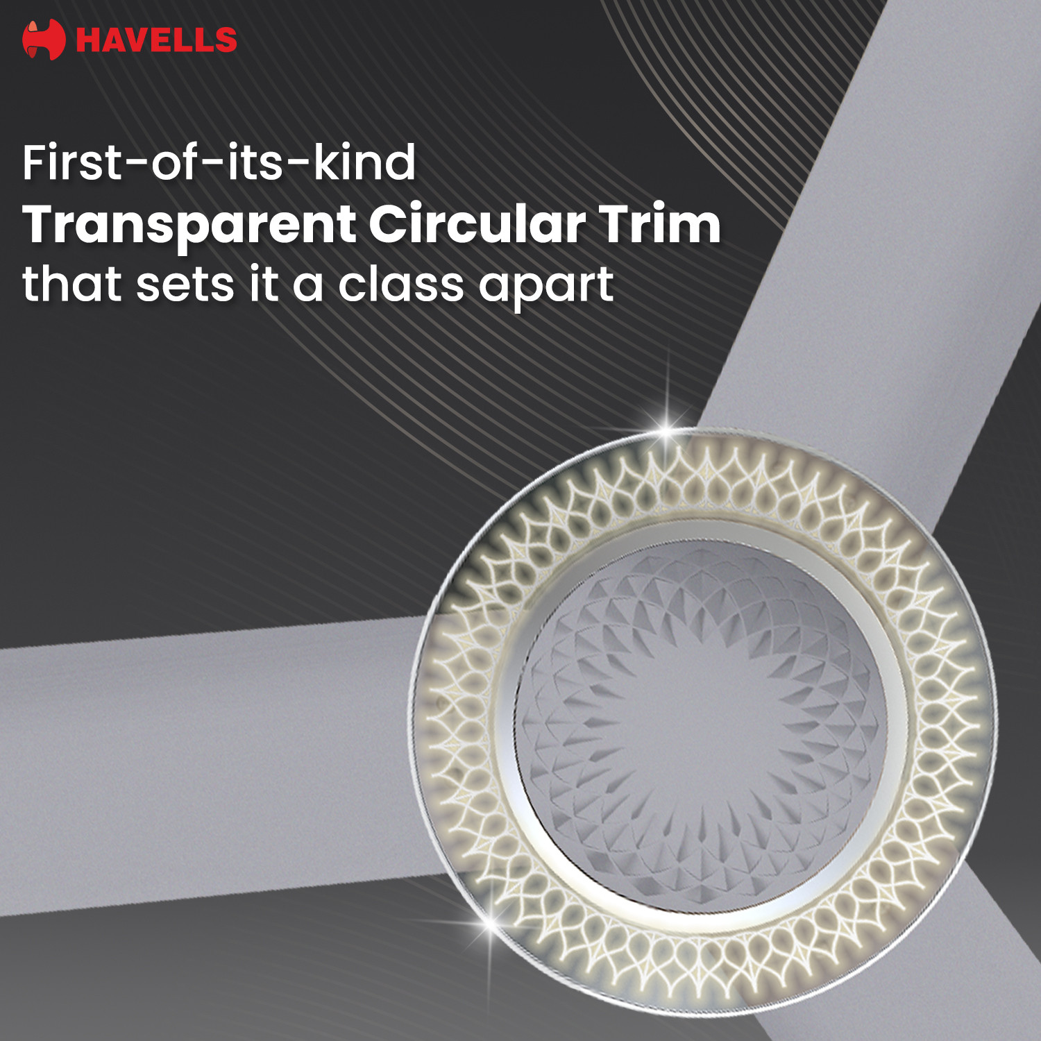 Image of HAVELLS CERA Underlight|Remote Controlled|Reverse Rotation|Carving Design|Low Noise|35W with 2 Year Warranty Underlight 1200 mm Ceiling Fan