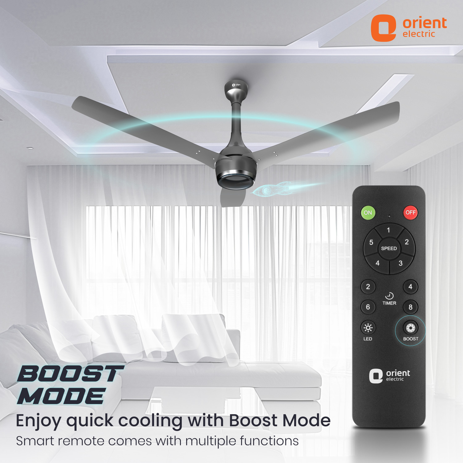 Image of Orient Electric Aeon BLDC Pro with 5 Year Warranty Anti Dust, BLDC Motor with Remote, Energy Saving, High Air Delivery, Silent Operation 1200 mm Ceiling Fan