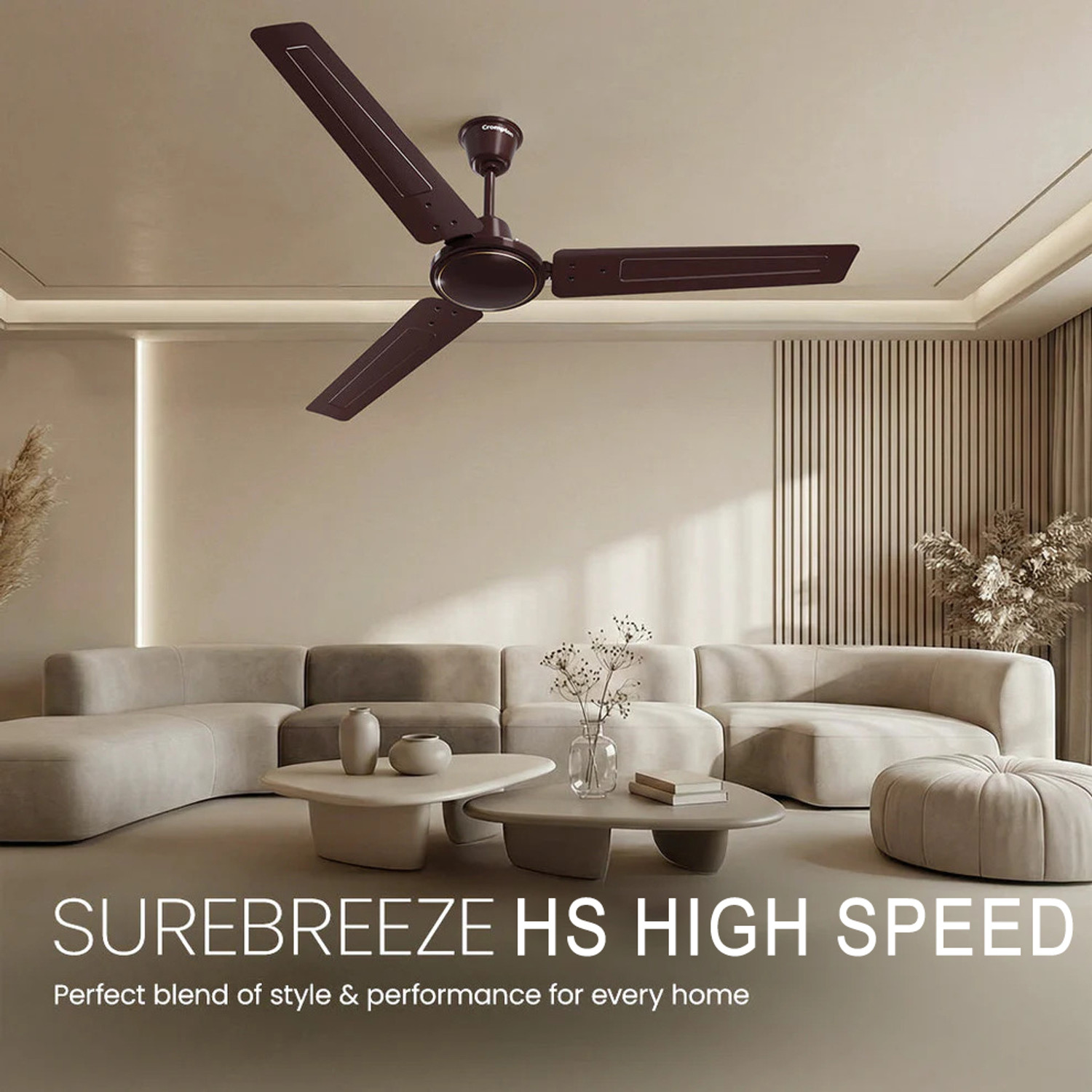 Image of Crompton SUPER HIGH SPEED 400 RPM 48 3Z /2026 Energy Efficient 46W 100% Copper17 with 24 Months Warranty Energy Saving 1200 mm Ceiling Fan