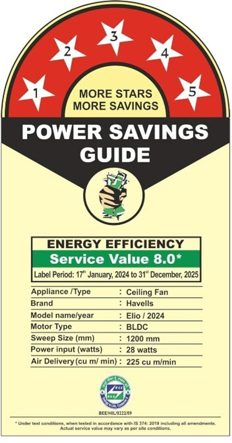 Image of HAVELLS Elio BLDC, High Air Delivery with Energy Saving, with 2 Year Warranty BLDC Motor with Remote 1200 mm Ceiling Fan
