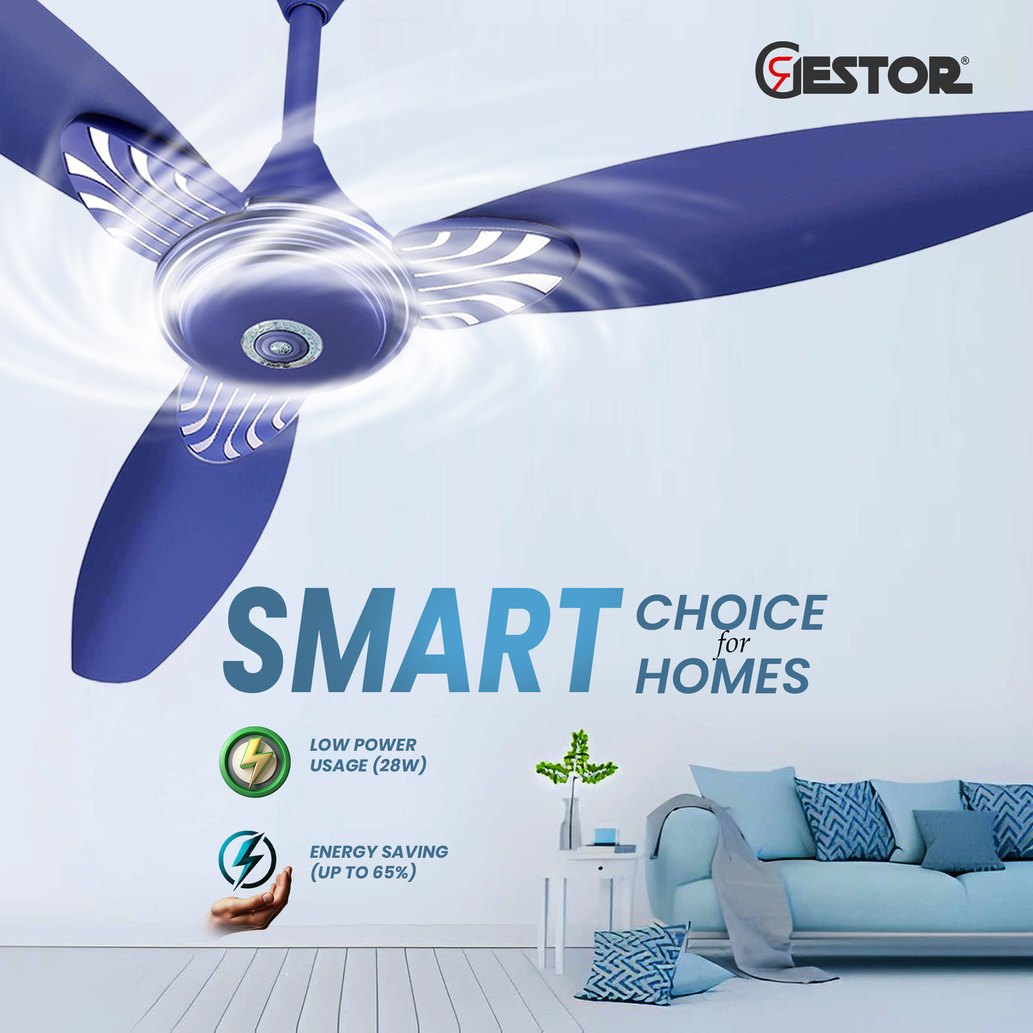 Image of GESTOR Avenzo 101 | BLDC | Super Hi Speed 48 inch Decorative with 5 Year Warranty Anti Dust, BLDC Motor with Remote, Energy Saving, Silent Operation 1200 mm Ceiling Fan