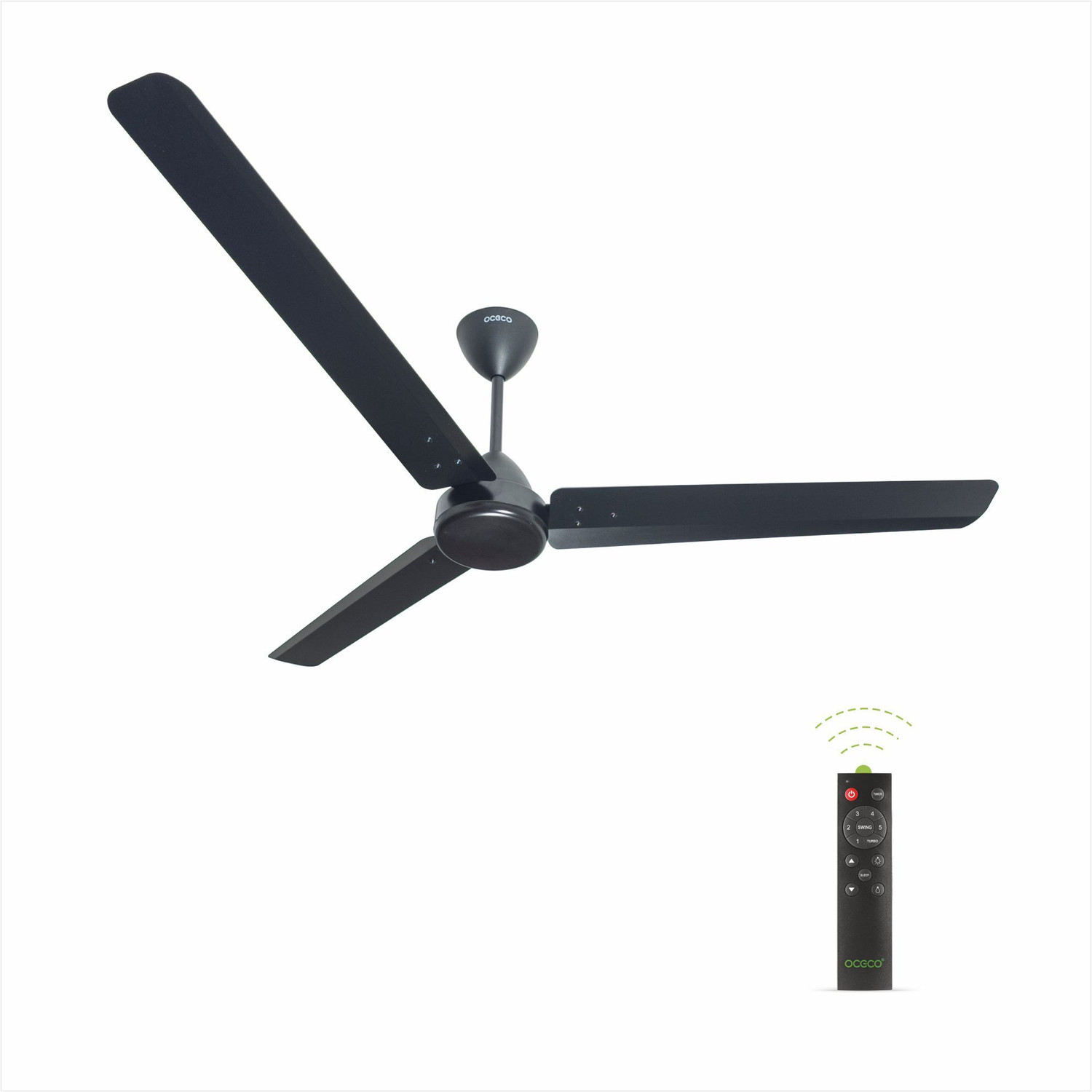 Image of oceco Ecos Matt Black 56 with 2 Year Warranty BLDC Motor with Remote 1400 mm Ceiling Fan