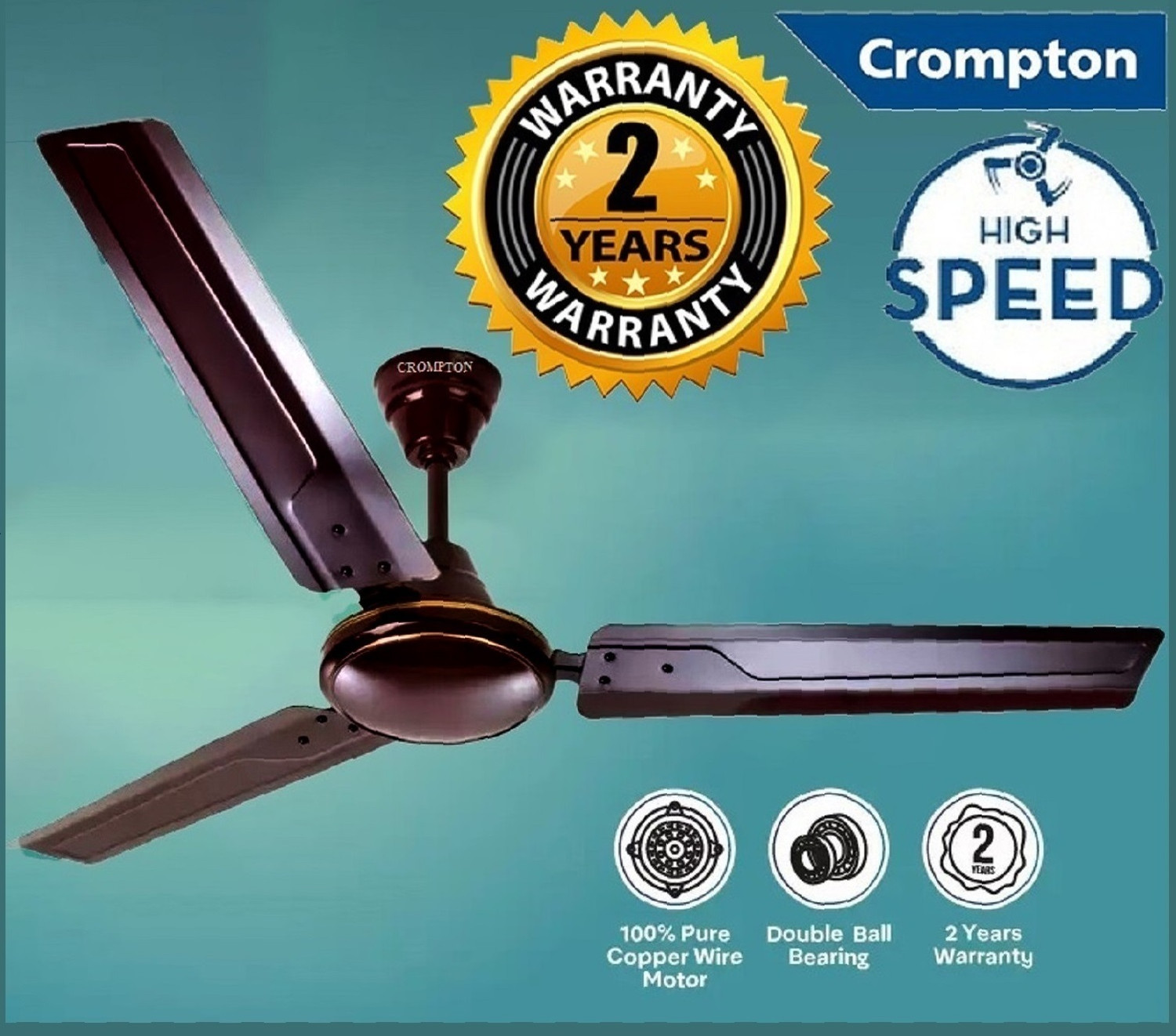 Image of Crompton SUREBREEZE 400 RPM ULTRA HIGH SPEED 100% COPPER MOTOR LONG LIFE HS Plus188 with 24 Months Warranty Energy Saving 1200 mm Ceiling Fan